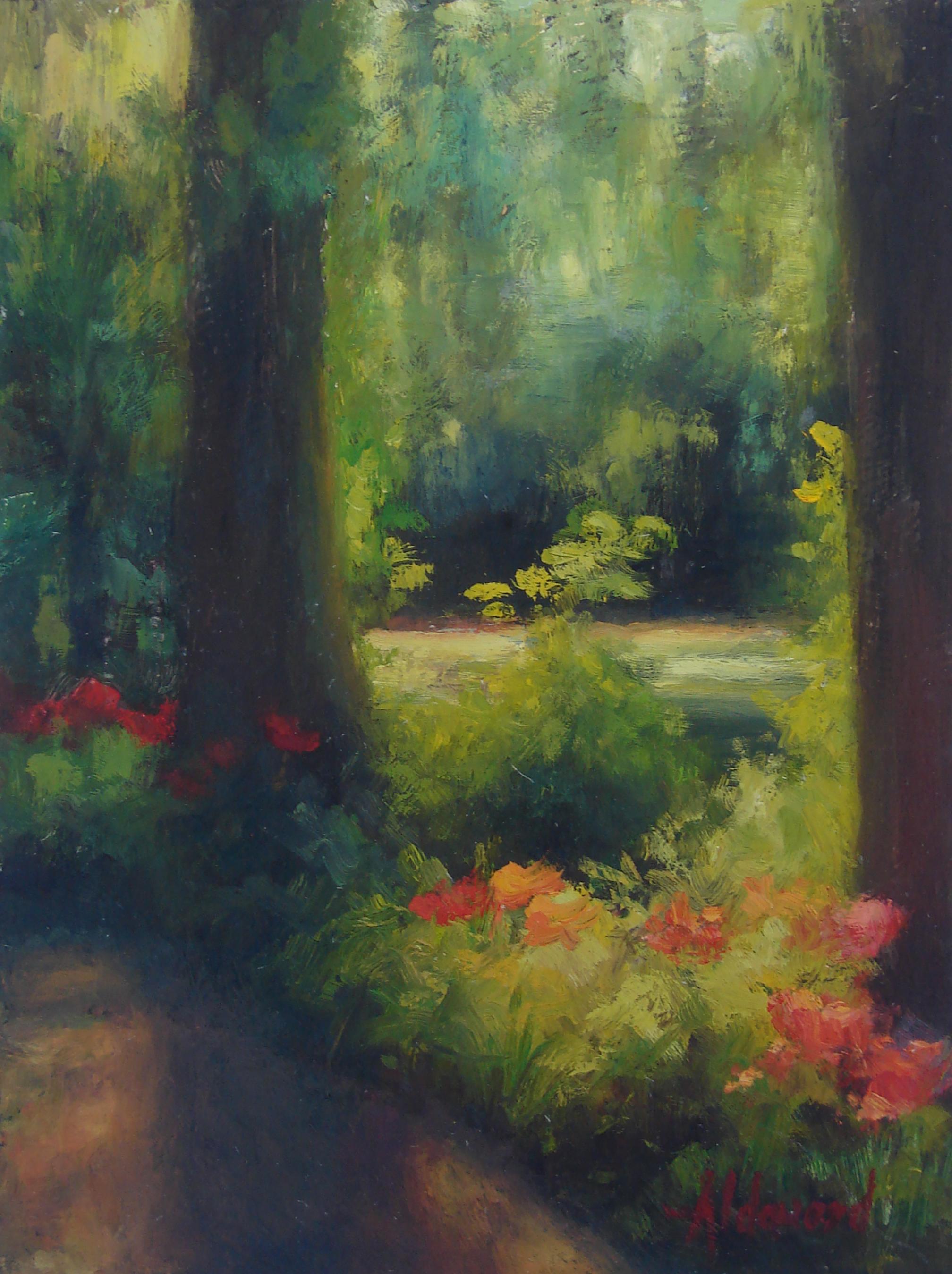 Sherri Aldawood Landscape Painting - Low Country Garden, Oil Painting