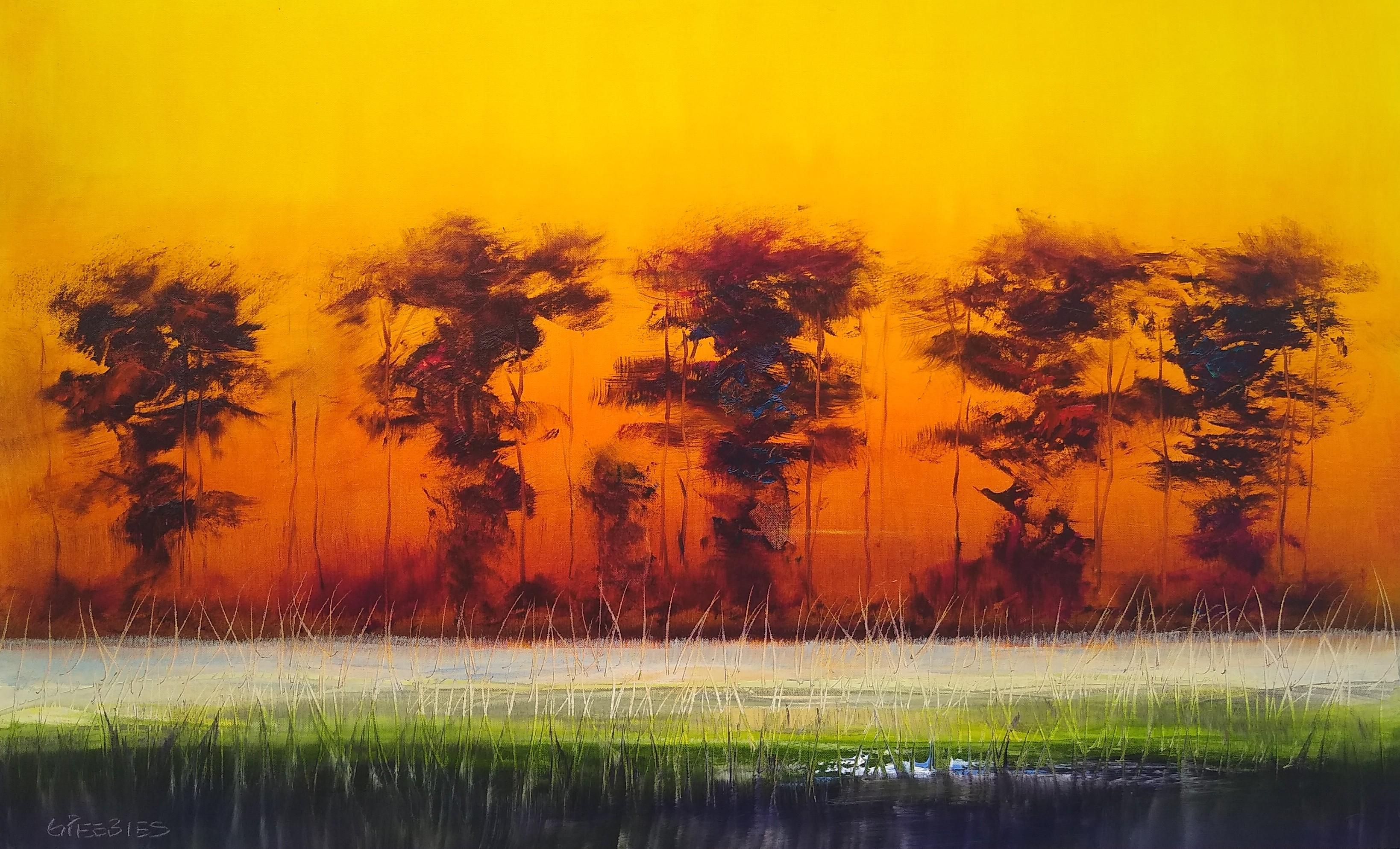 Al calar della notte, pittura a olio - Art di George Peebles