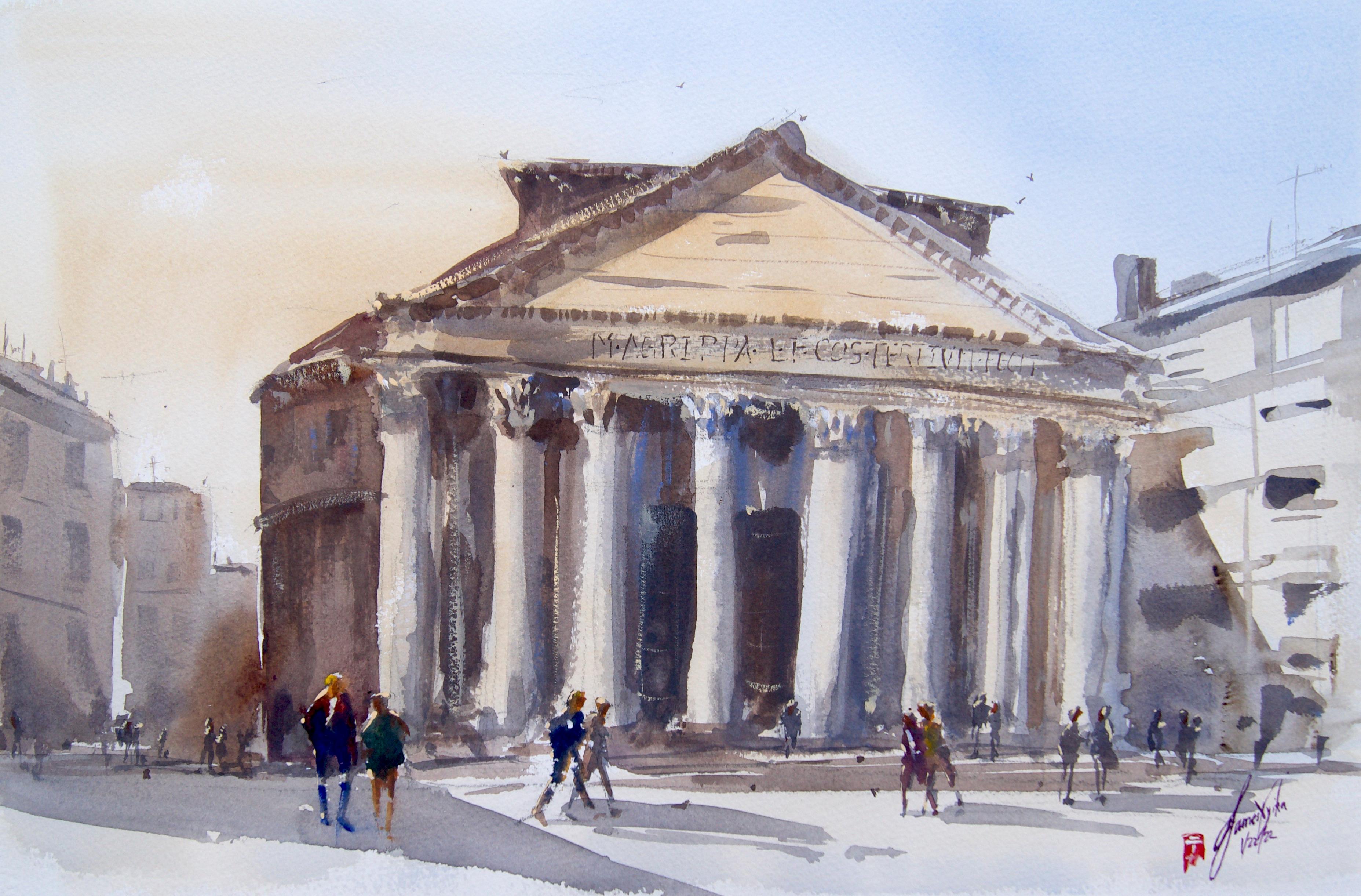 James Nyika Interior Art - Morning at the Pantheon, Original Painting