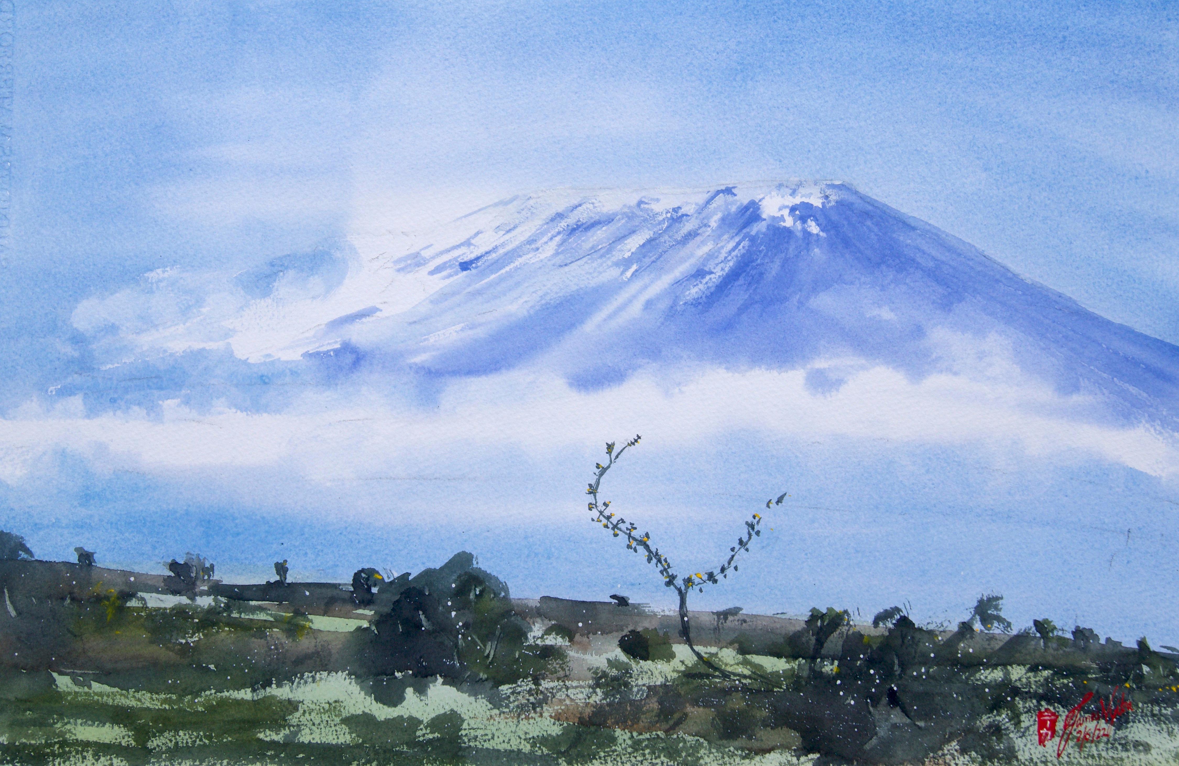 Kilimanjaro, Originalgemälde – Art von James Nyika