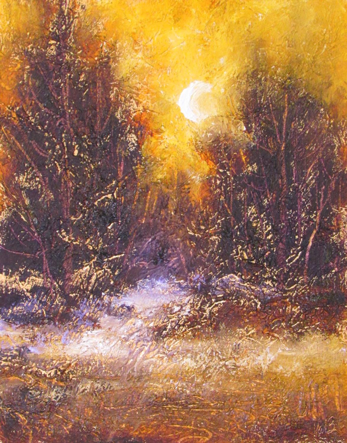 Landscape Painting Valerie Berkely - Peinture à l'huile Golden Glow