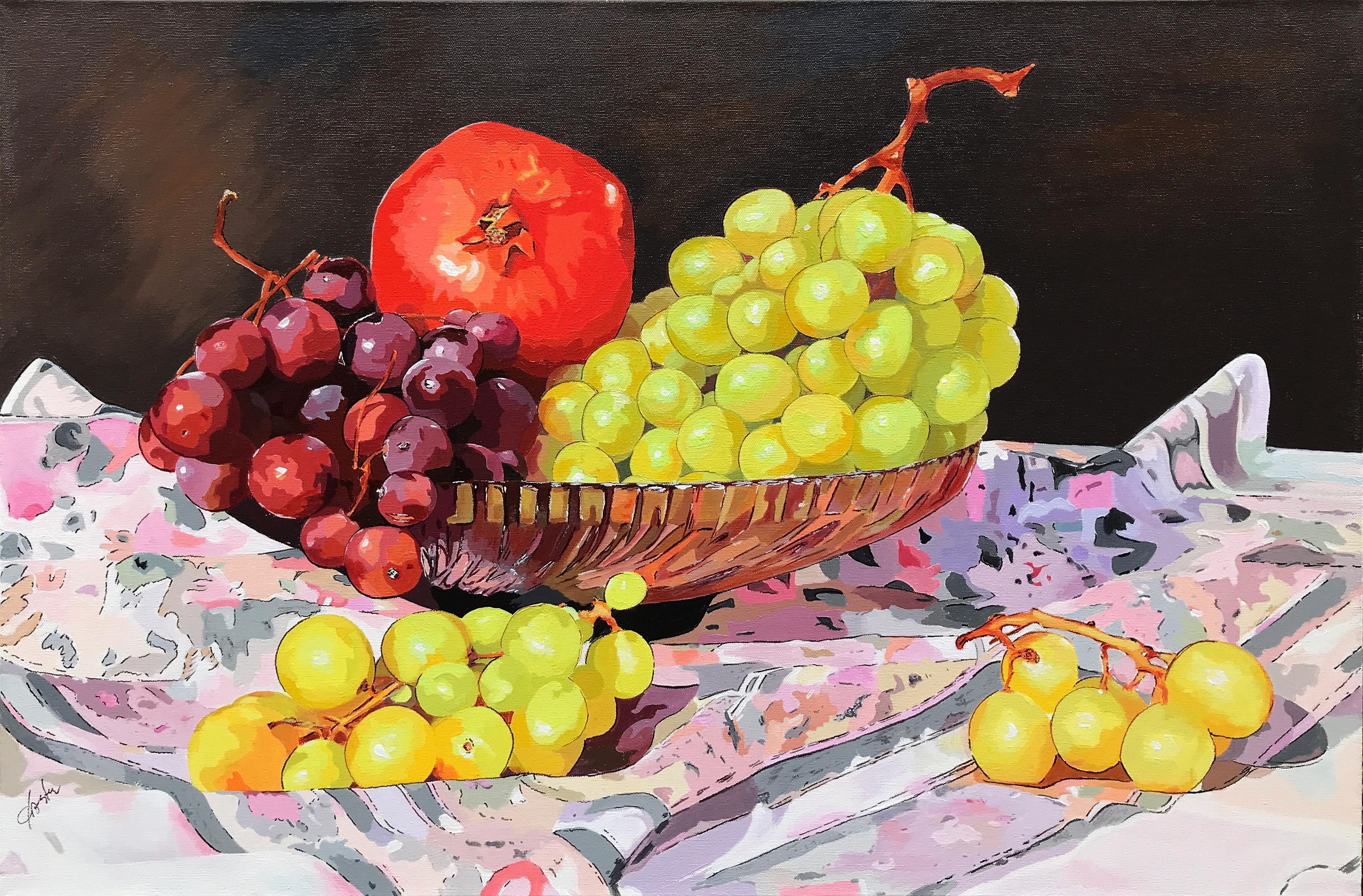 Bowl of Grapes, Original Painting - Art by John Jaster
