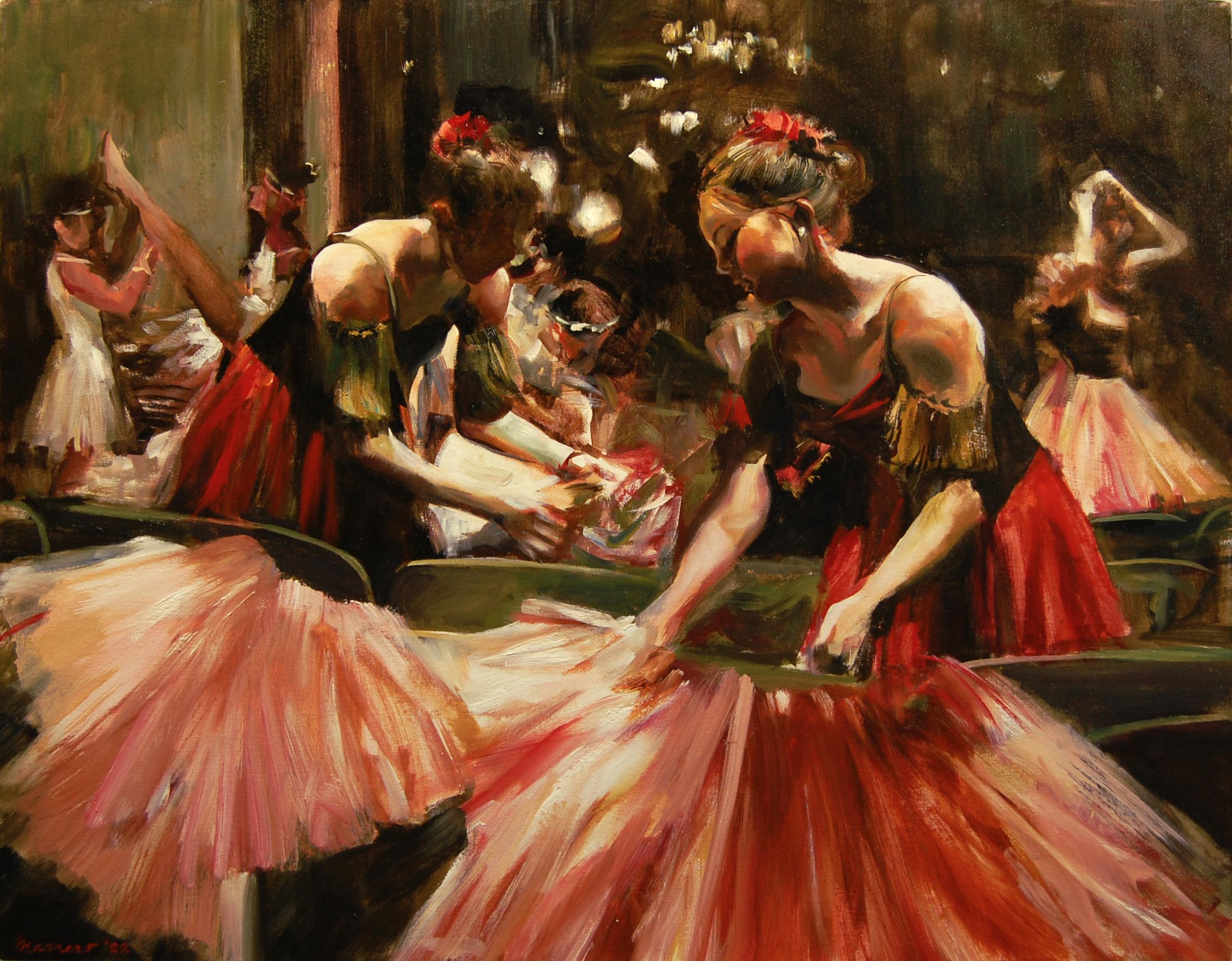 Onelio Marrero Figurative Painting - Dress Rehearsal, Oil Painting