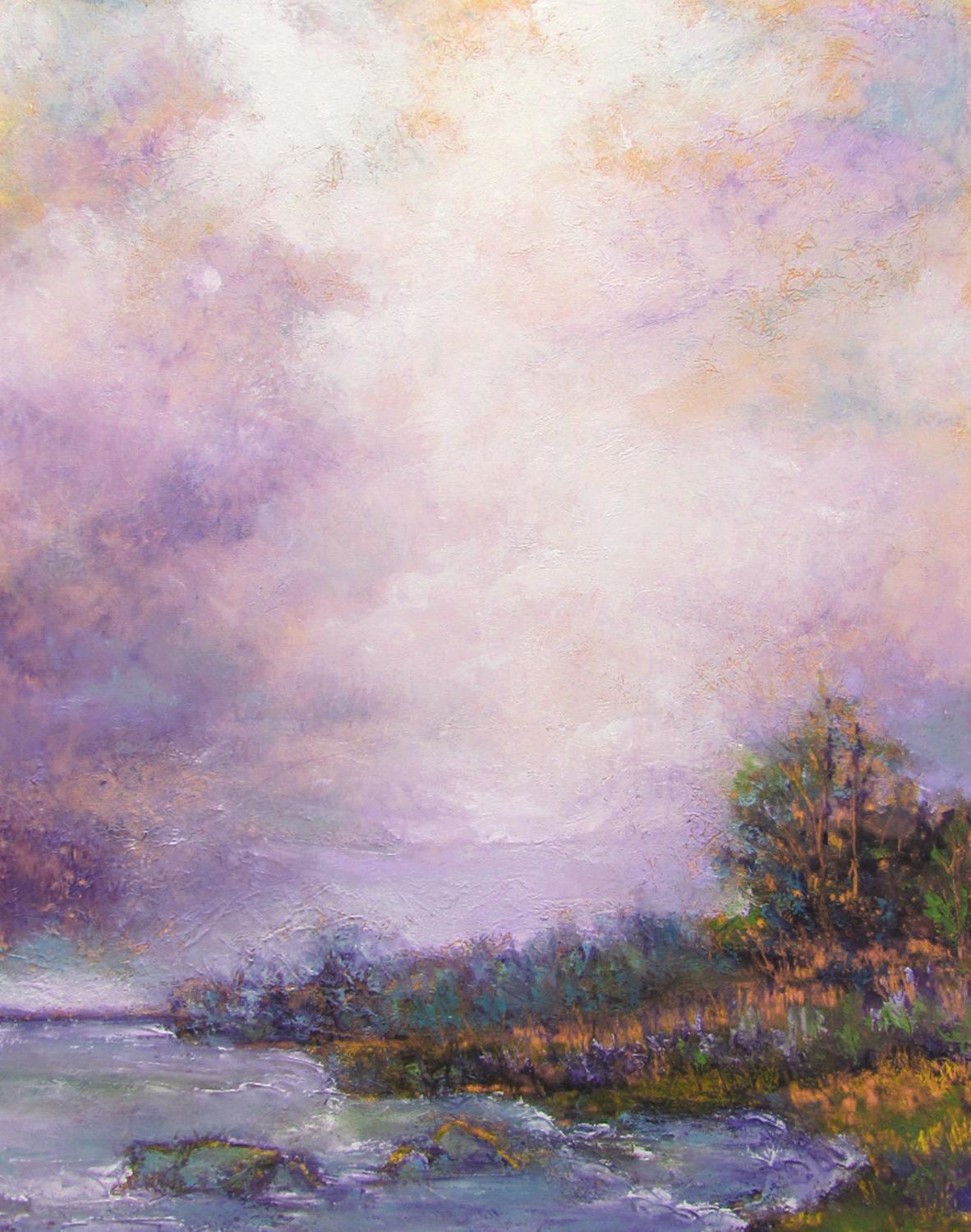 Valerie Berkely Landscape Painting - Pretty Pastel Sky, Oil Painting
