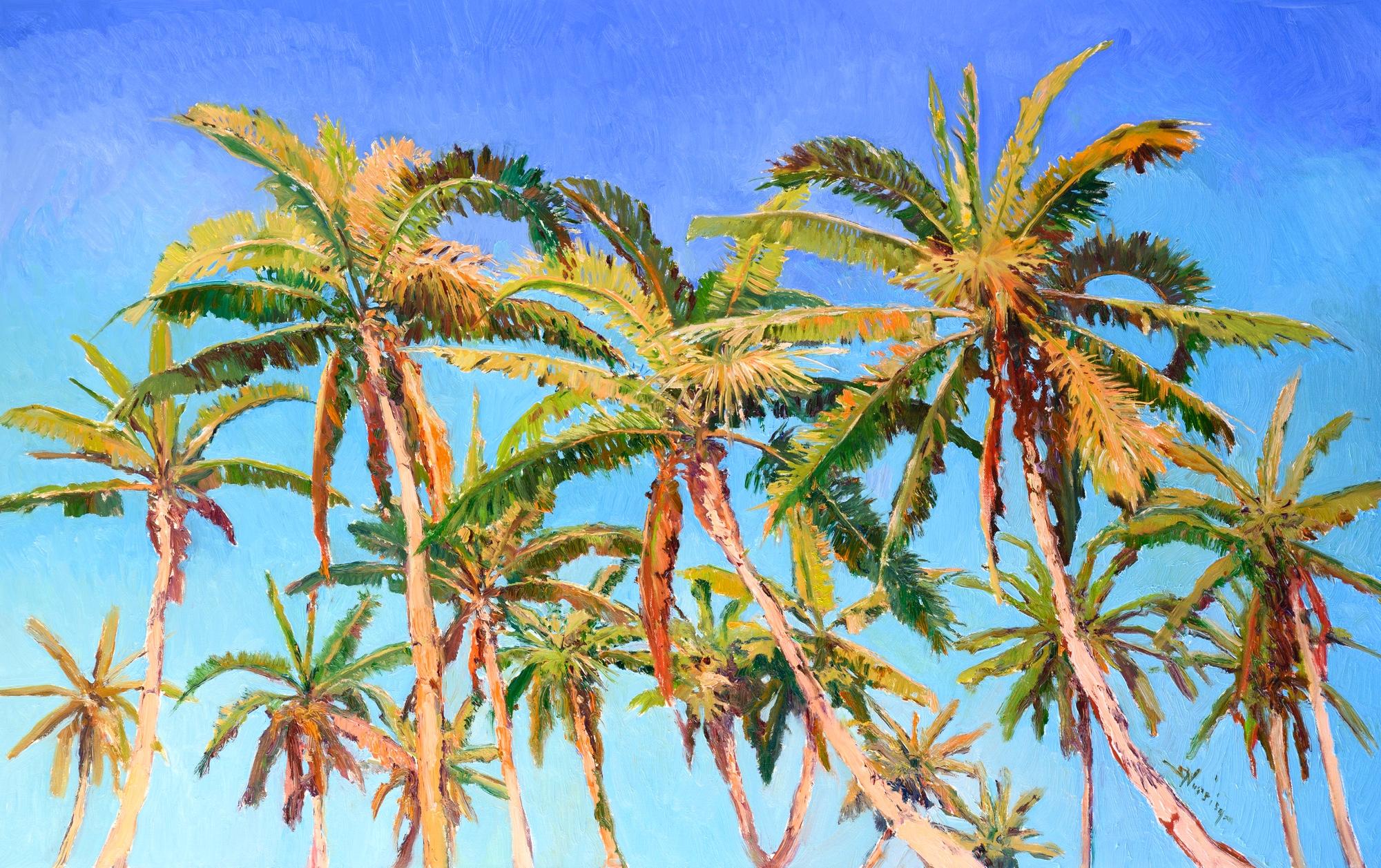 Coconut Palm Trees, Oil Painting - Art by Suren Nersisyan