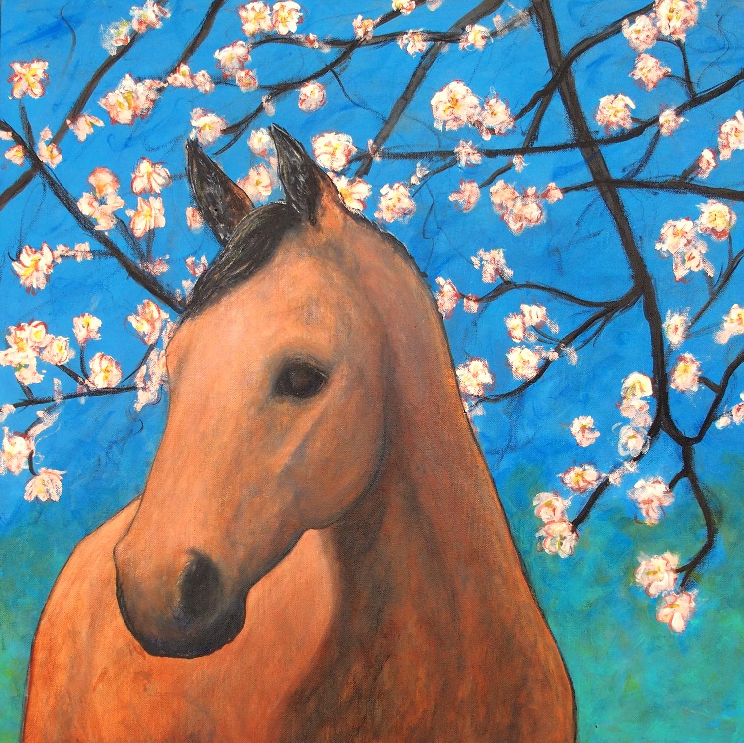 To Be Alive Beneath Cherry Blossoms, Original Painting - Art by Jennifer Ross