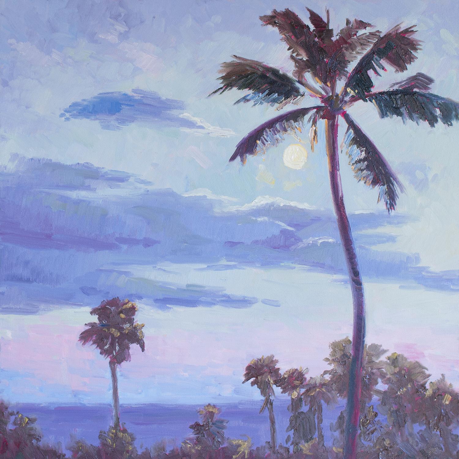 Coconuss-Mond, Ölgemälde – Art von Karen E Lewis