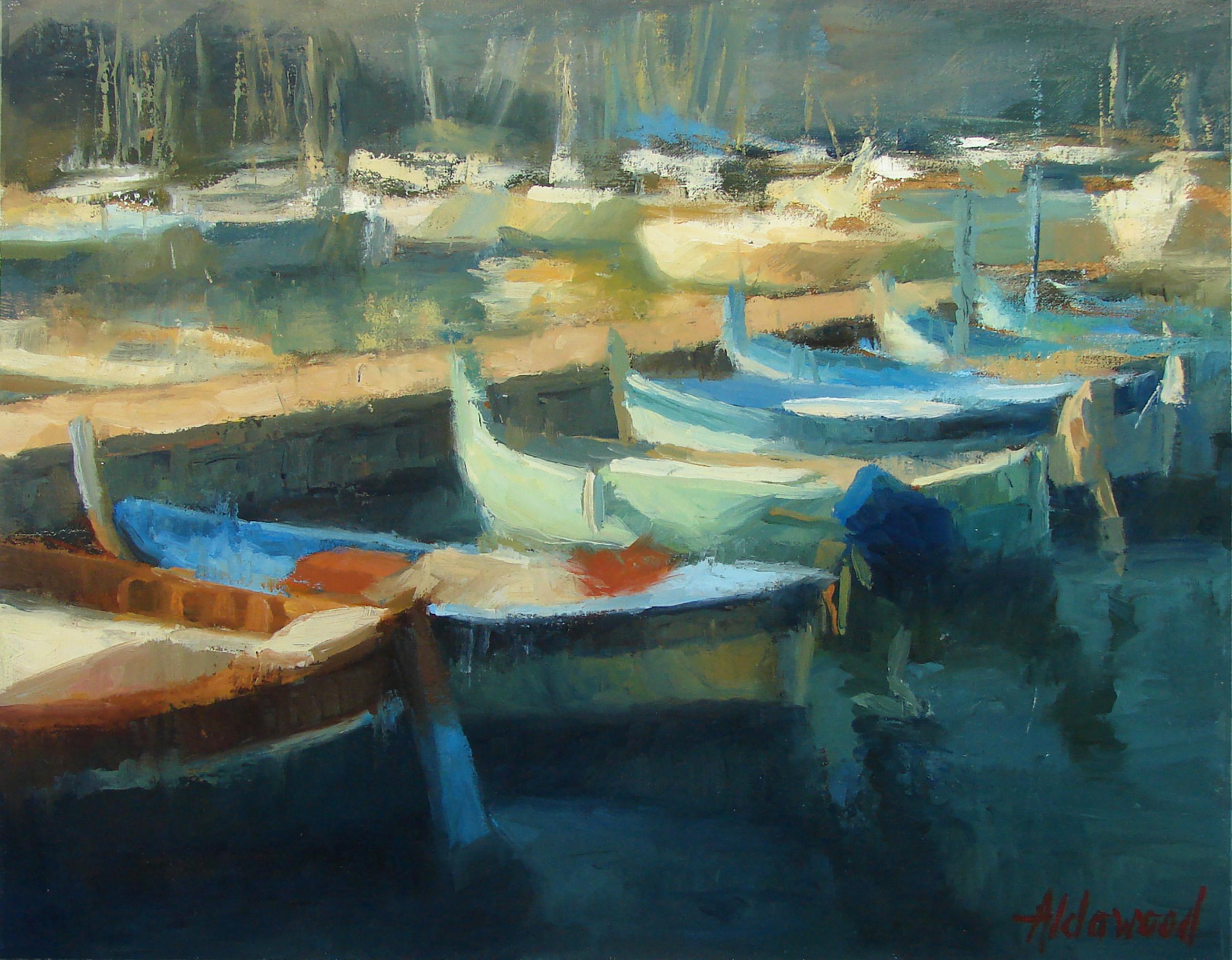 Harbor Boats, Oil Painting