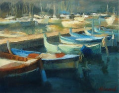 Harbor Boats, Oil Painting