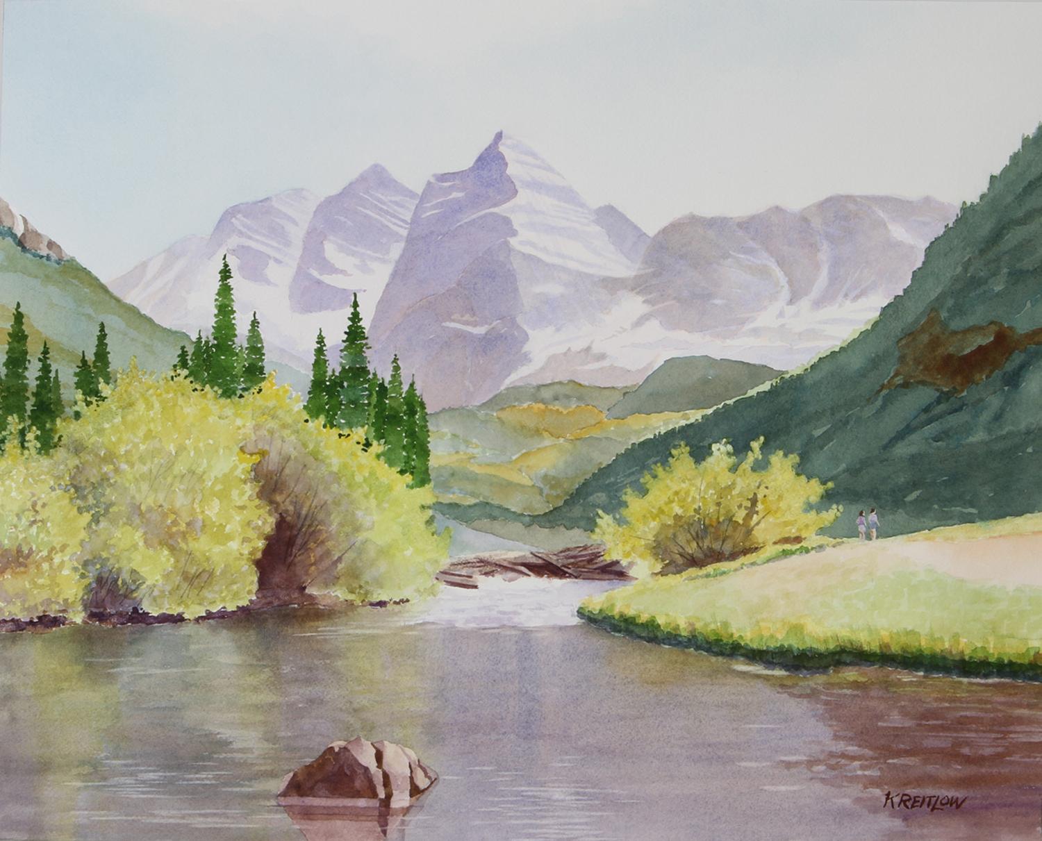 Bill Kreitlow Landscape Art - Two Walkers at Three Maroons, Original Painting