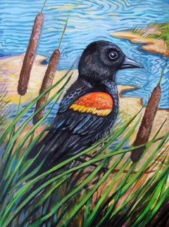 Red-Winged Blackbird, Original Painting