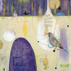 Oiseau sur un fil, peinture à l'huile