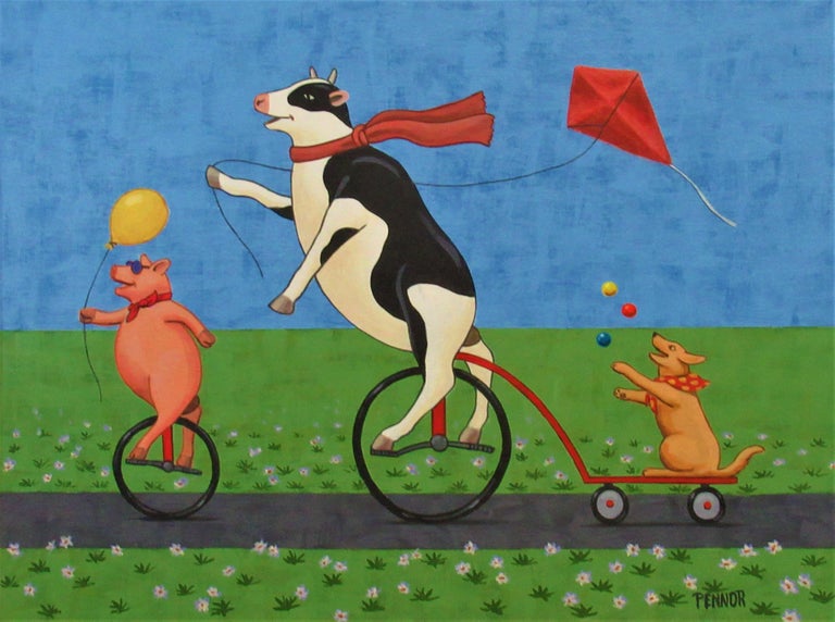 Carolyn Pennor Animal Painting - Fun Time, Original Painting
