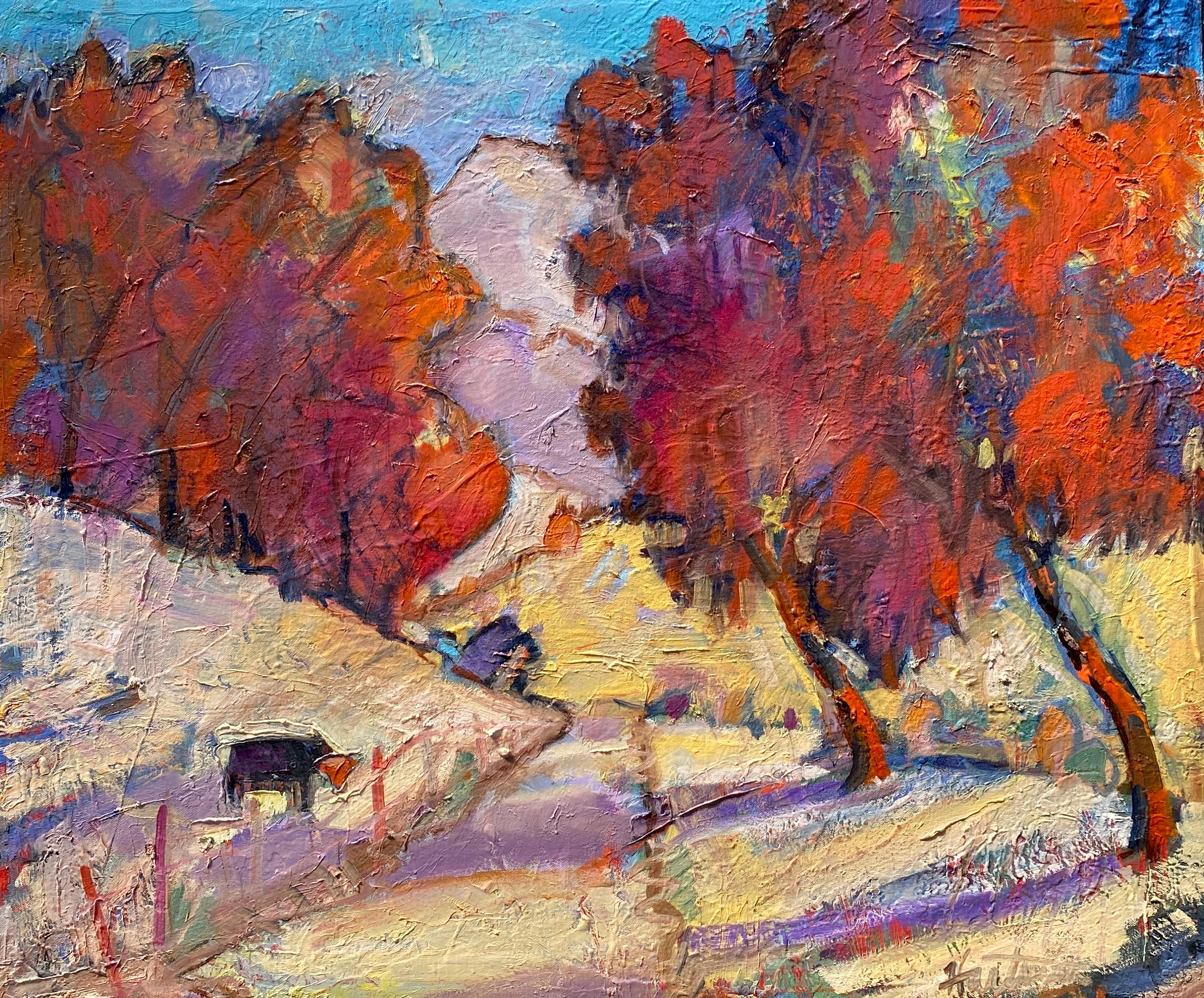 Peinture à l'huile automne des montagnes