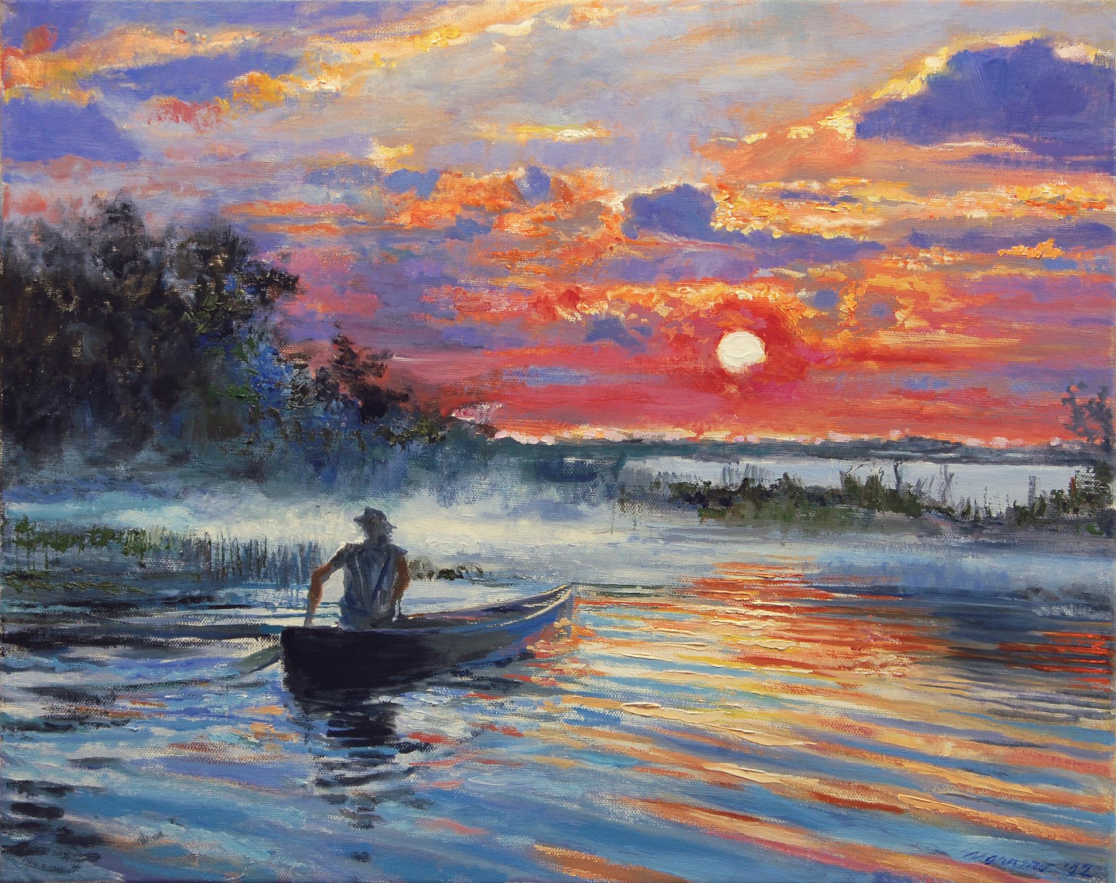 Red Sky in the Morning, Oil Painting - Art by Onelio Marrero
