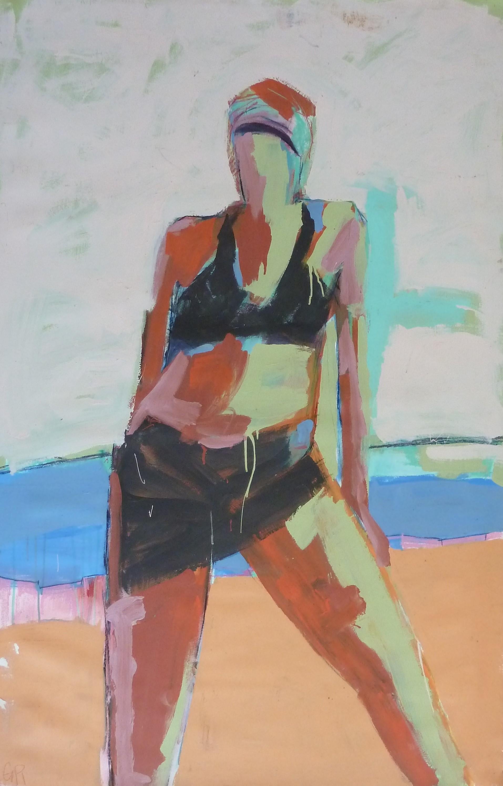 Figurative Painting Gail Ragains - Femme de plage, peinture originale