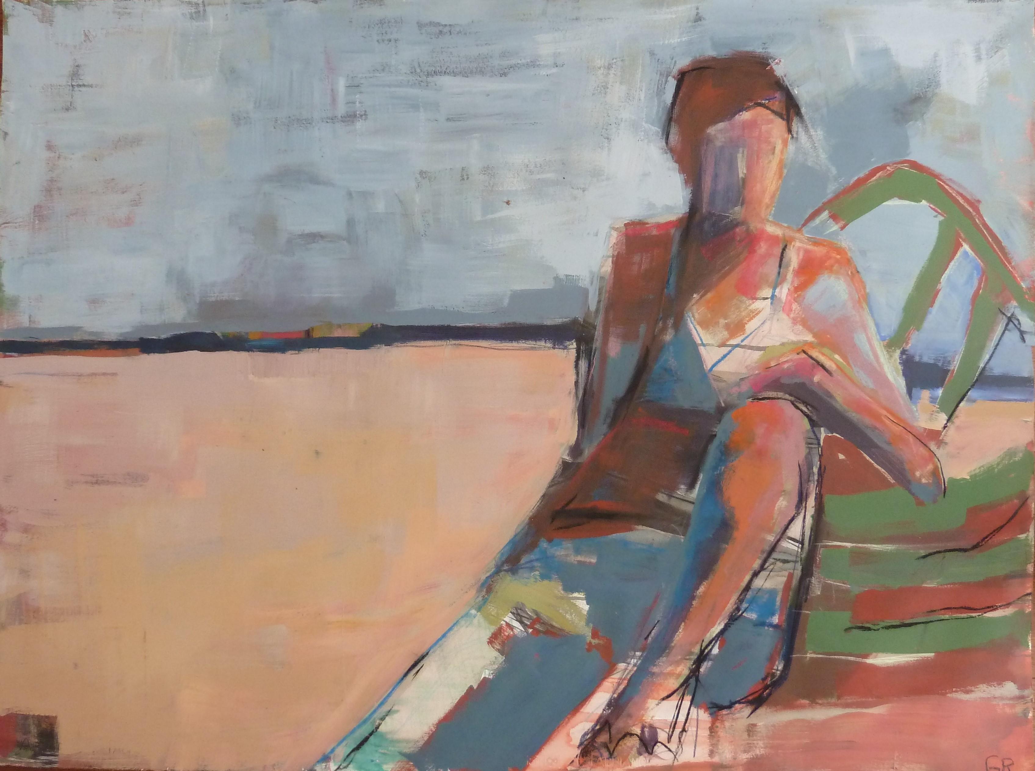 Chaise de plage, peinture d'origine - Art de Gail Ragains