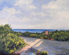 Golden Hour Stroll in Crystal Cove Cliffs, Original Painting