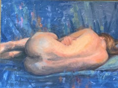 Figure en bleu, peinture à l'huile