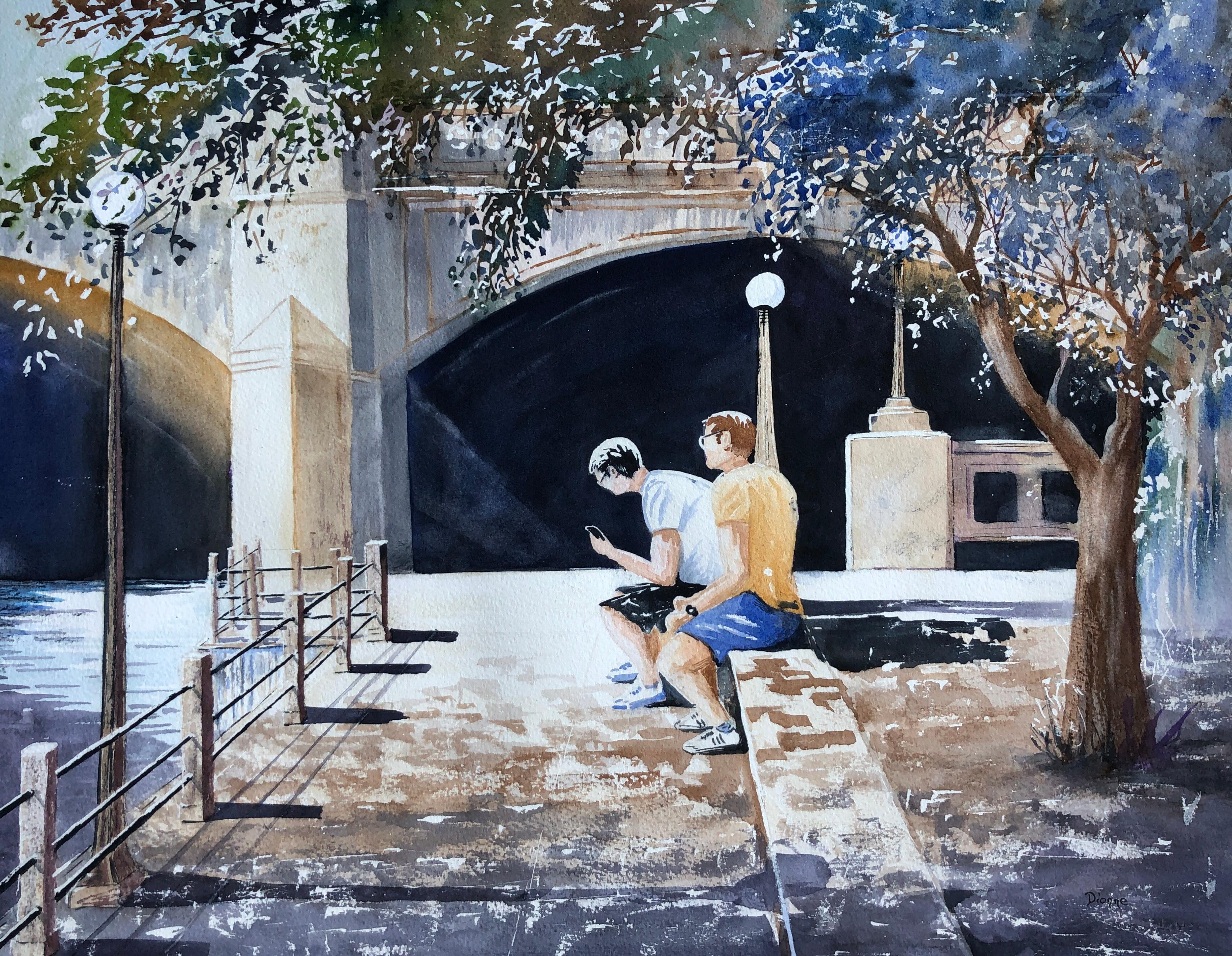 Waiting, Original Painting - Art by Maurice Dionne