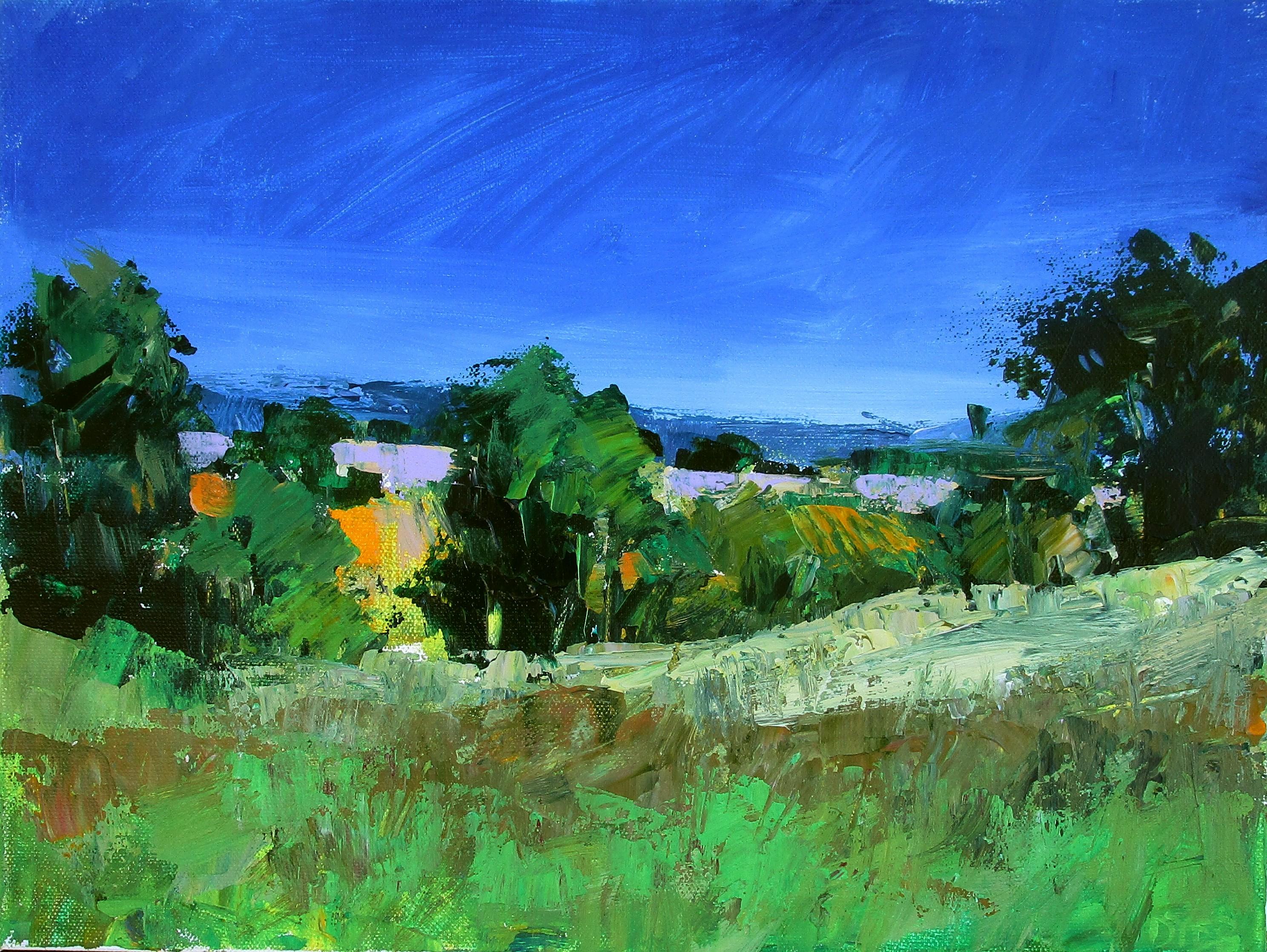 Lavendelfarben, Provence, Originalgemälde – Art von Janet Dyer