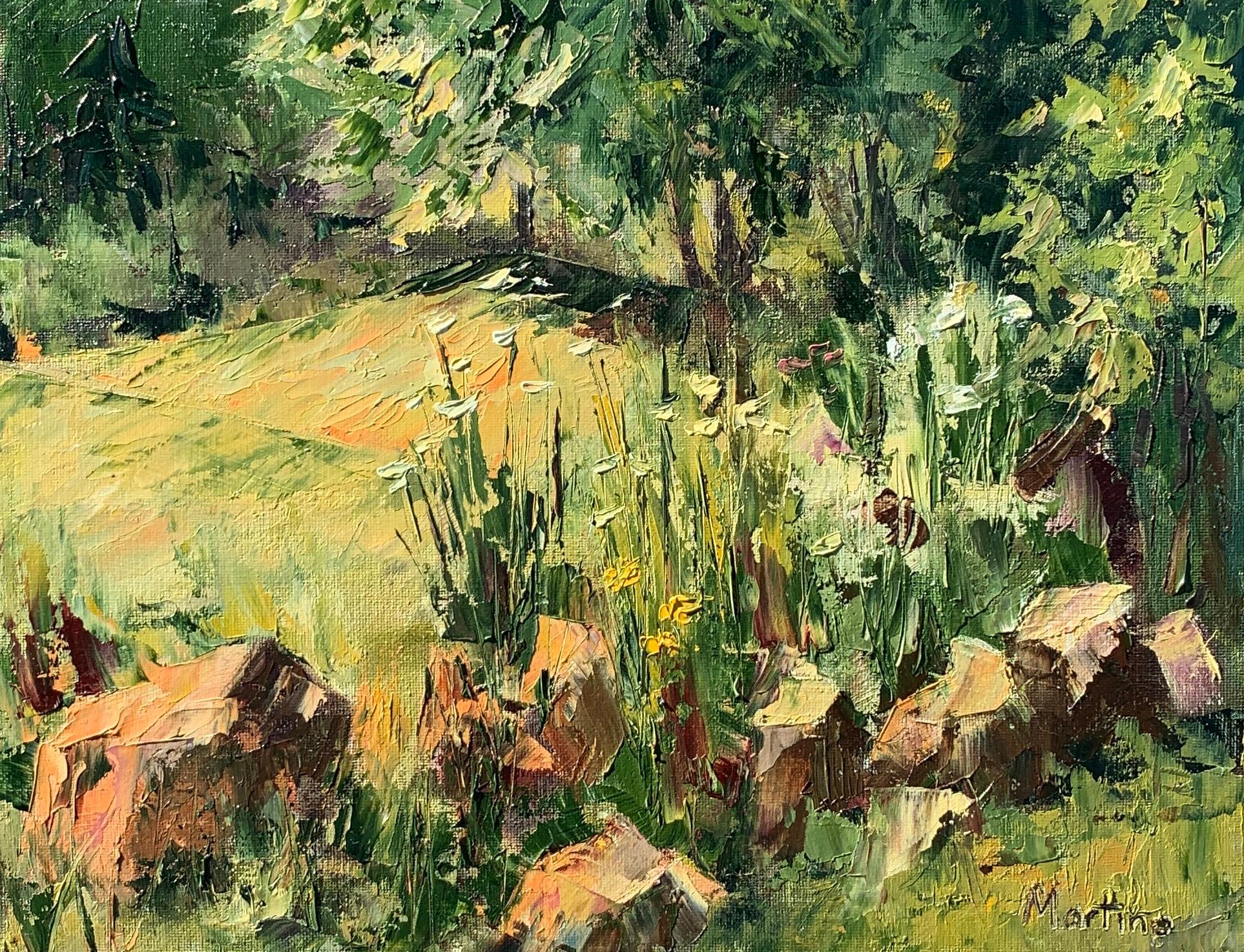 Landscape Painting Paula Martino - Dentelle de la Reine Anne, peinture à l'huile