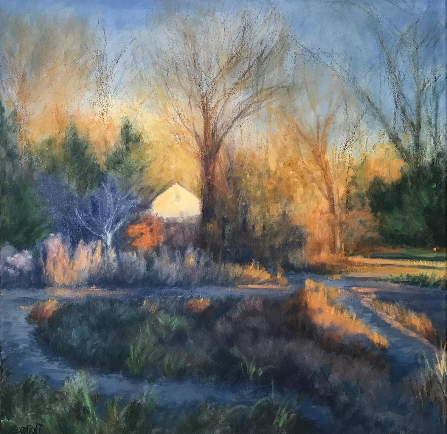 Elizabeth Garat Landscape Painting - Beckoning Glow, Oil Painting