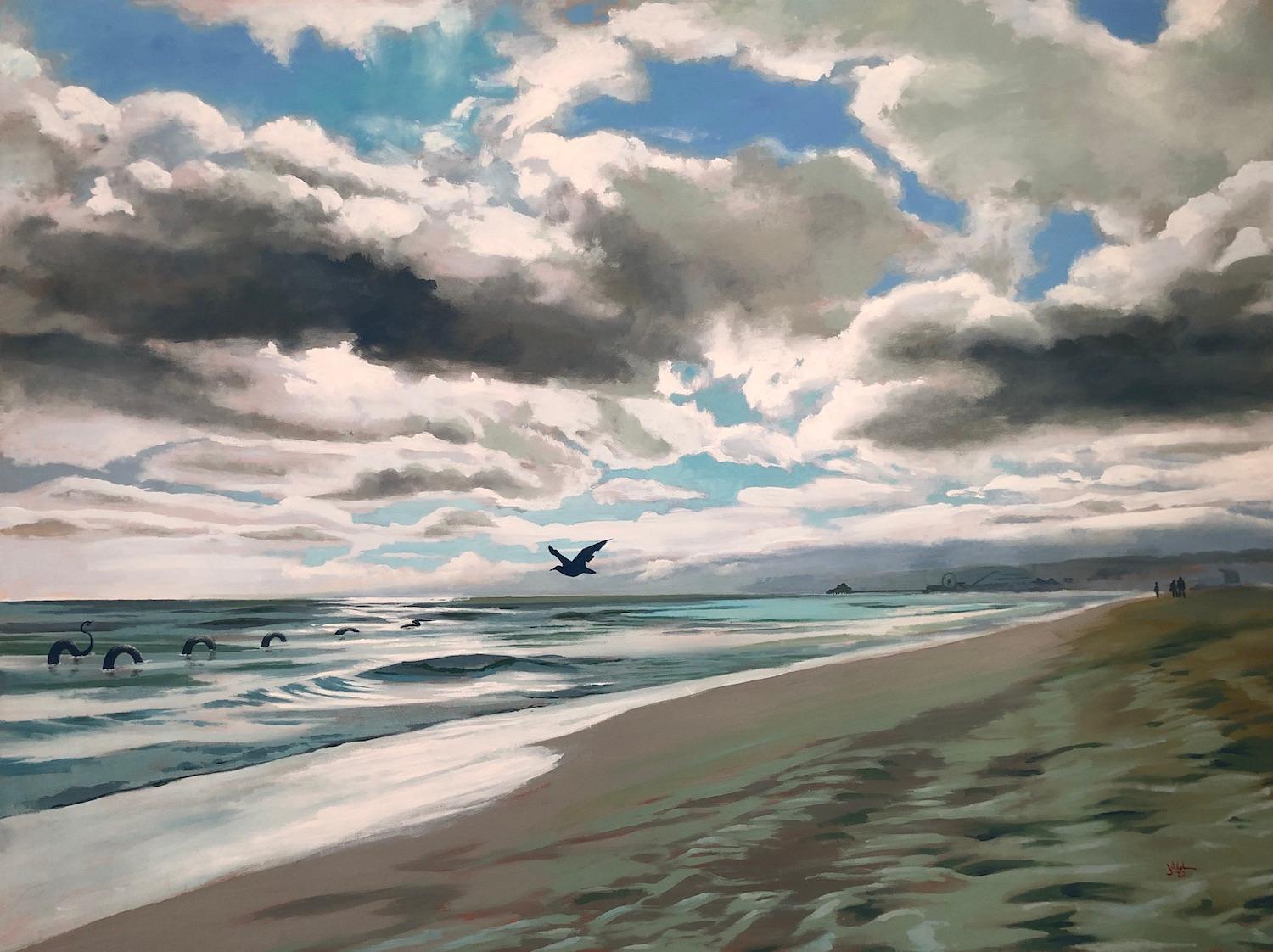 Jesse Aldana Landscape Painting - There Might Be Something in the Water, Oil Painting