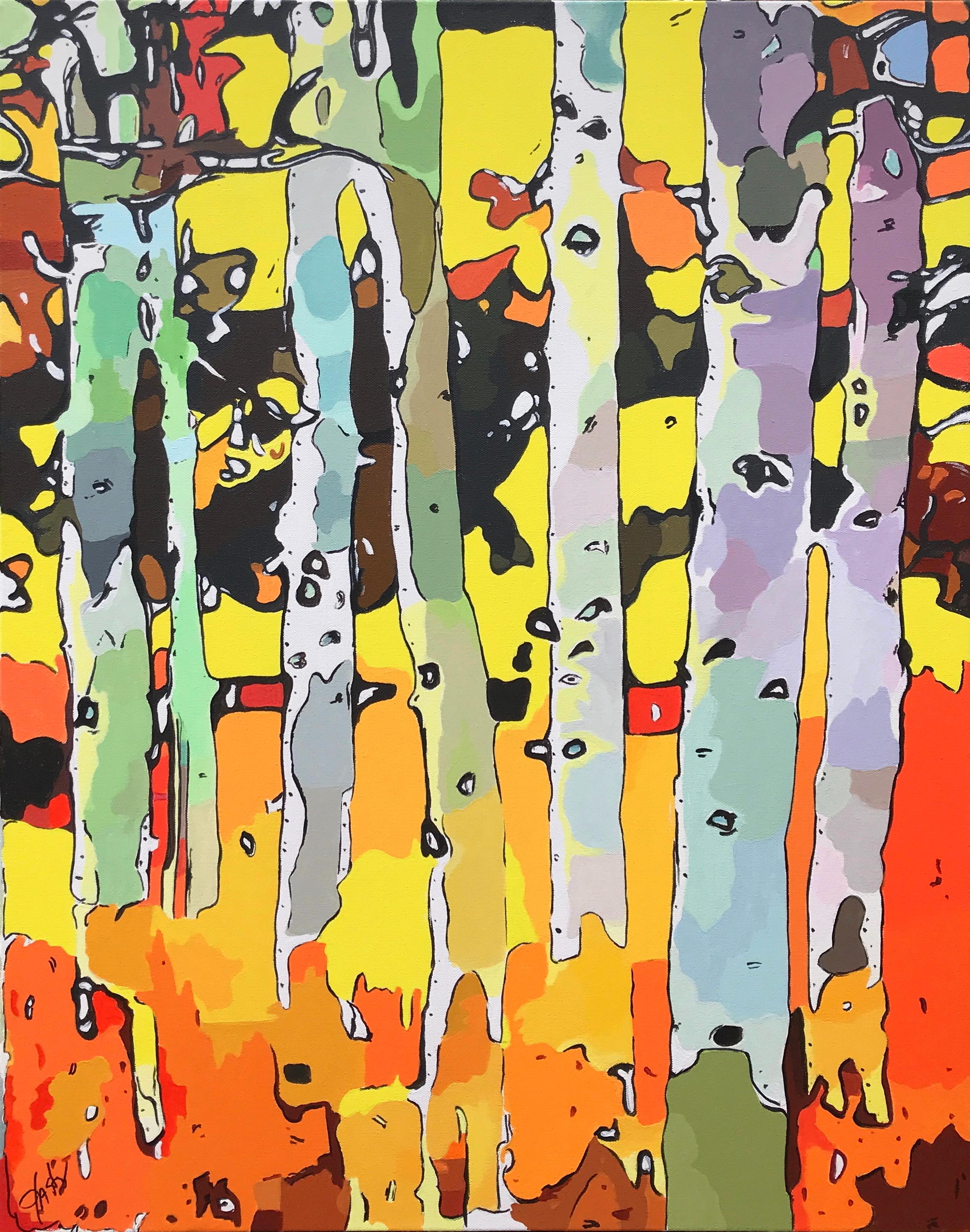 John Jaster Landscape Painting - Forest Abstractions - Chorus Line, Original Painting