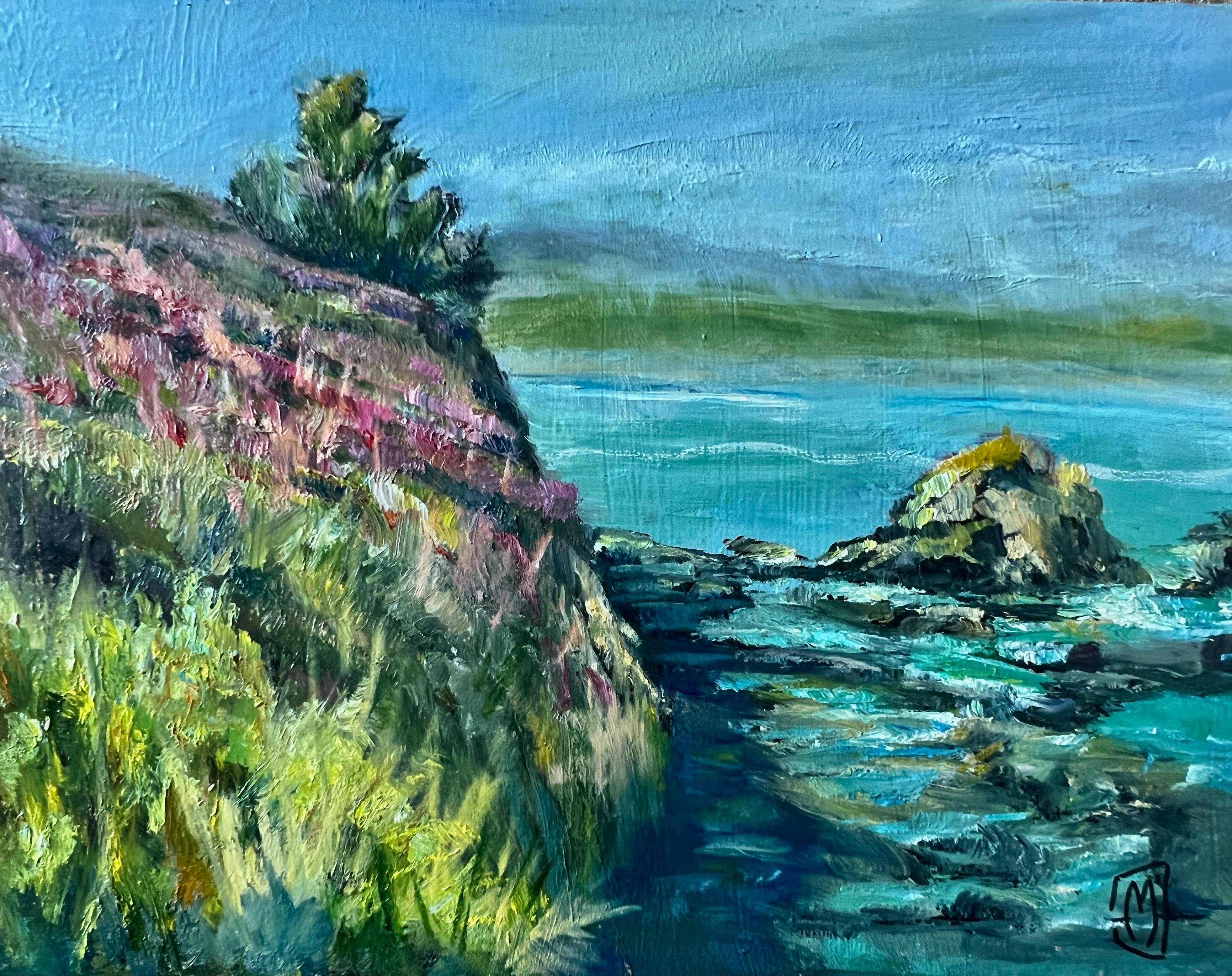Landscape Painting Marilyn Froggatt - Peinture à l'huile d'Agate Beach, Oregon