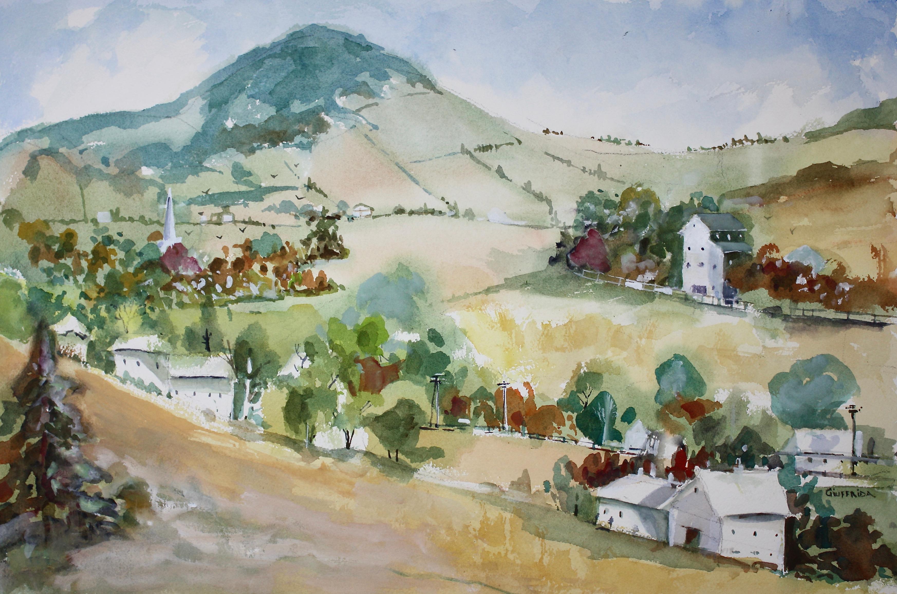 Roussillon Provence, France, peinture originale - Art de Joe  Giuffrida