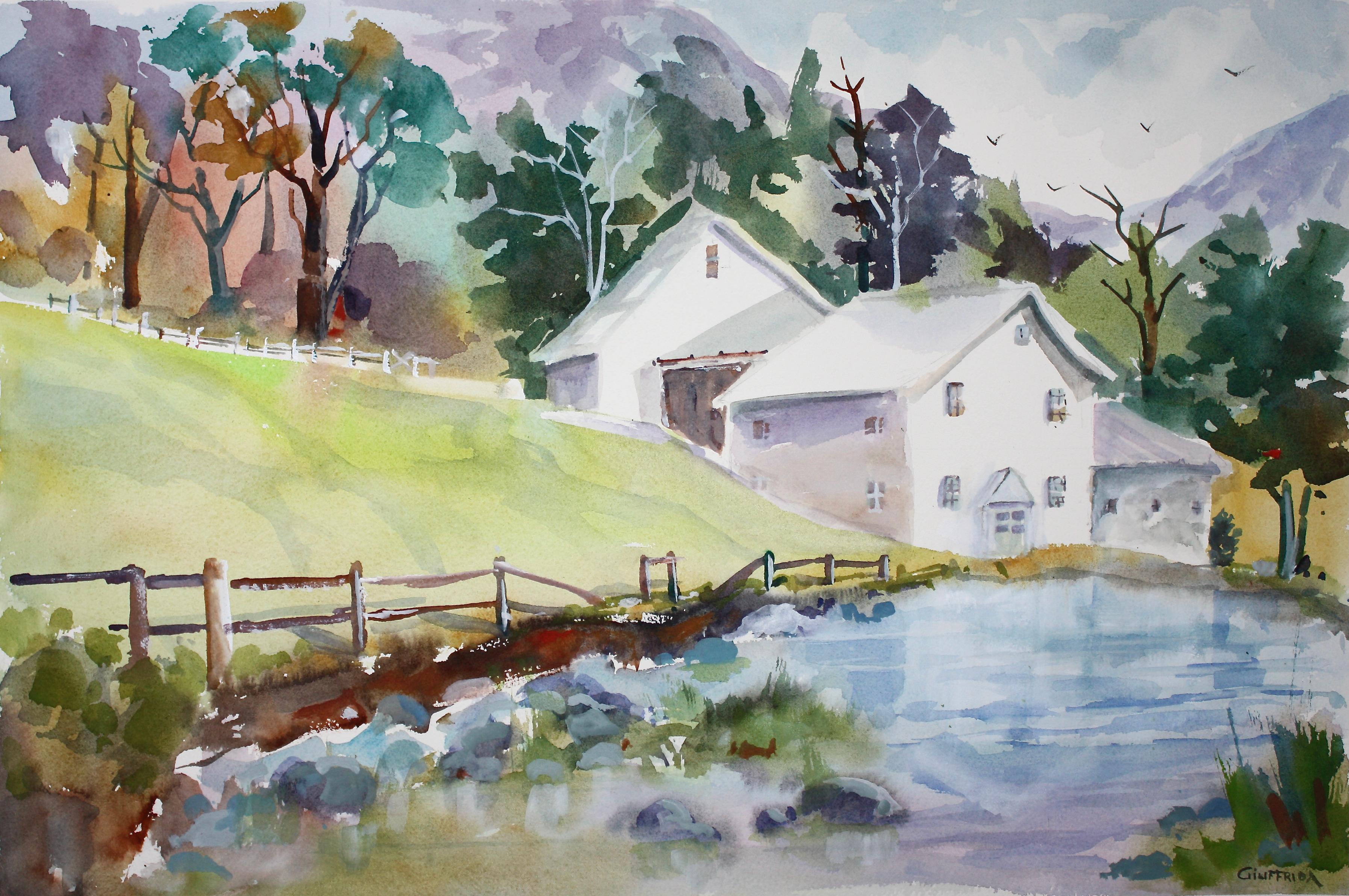 Joe  Giuffrida Interior Art - Mountain Farm 1, Original Painting