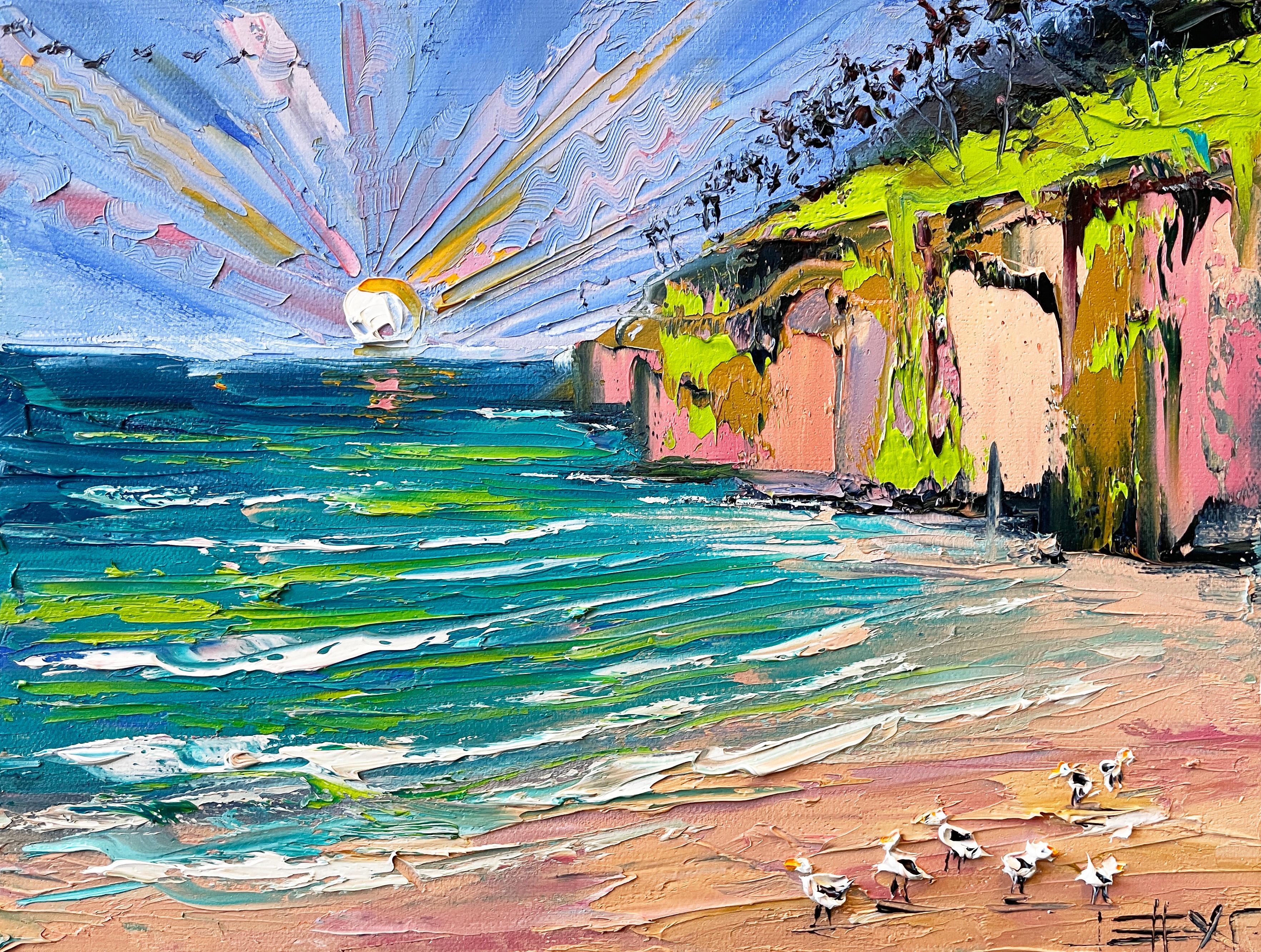 Lisa Elley Landscape Painting - Capitola Cliffs, Oil Painting