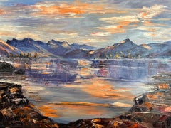 Lever de soleil dans le Montana, peinture à l'huile