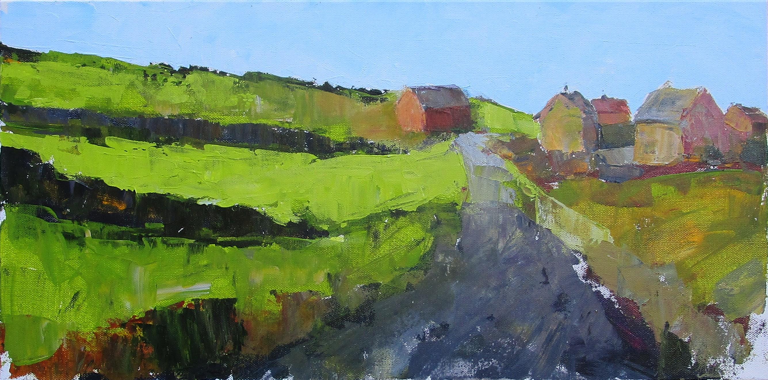 Janet Dyer Landscape Painting – Bauernhof, Cornwall, Originalgemälde