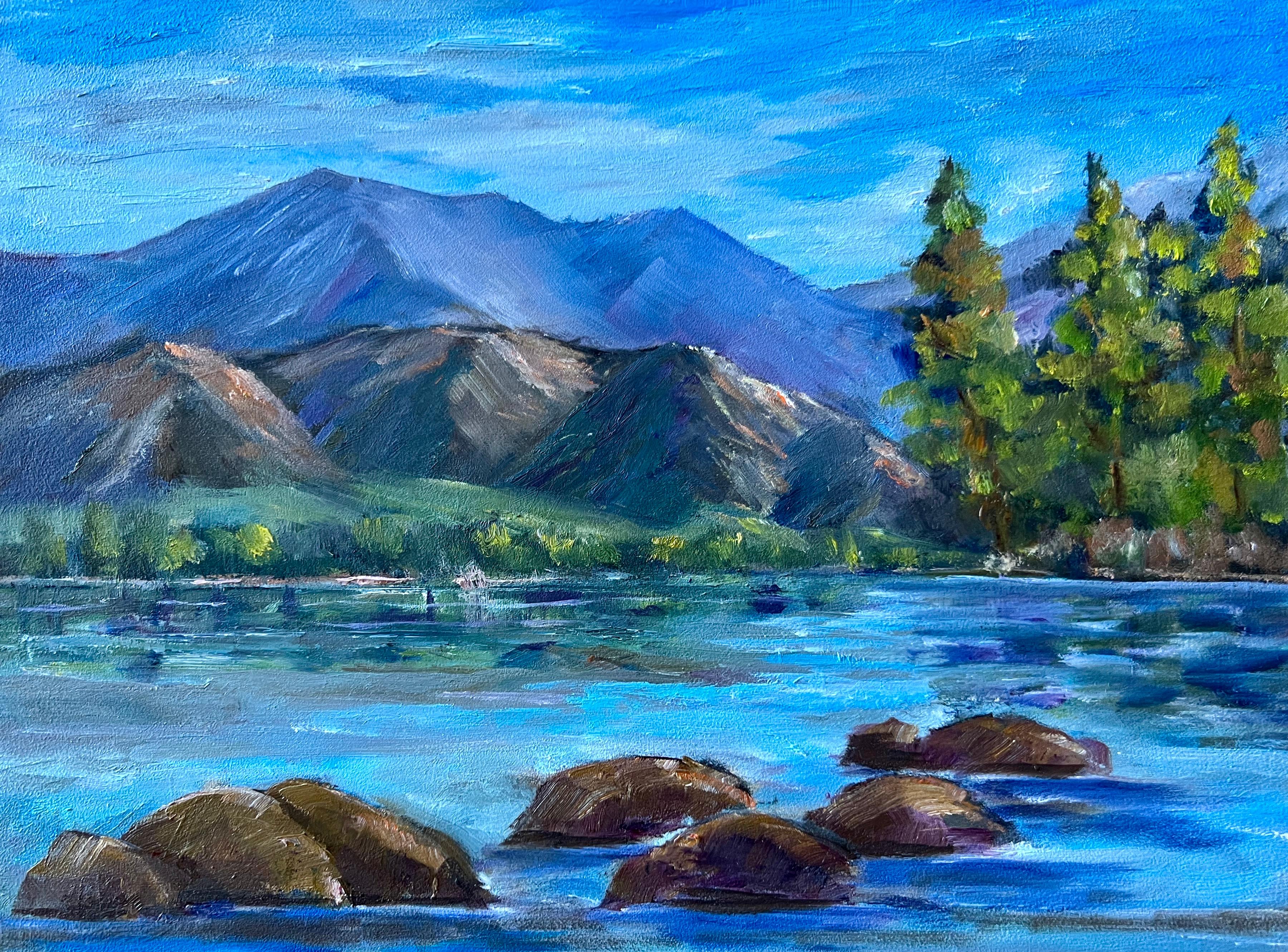 Marilyn Froggatt Landscape Painting - Hyalite Lake, Montana, Oil Painting