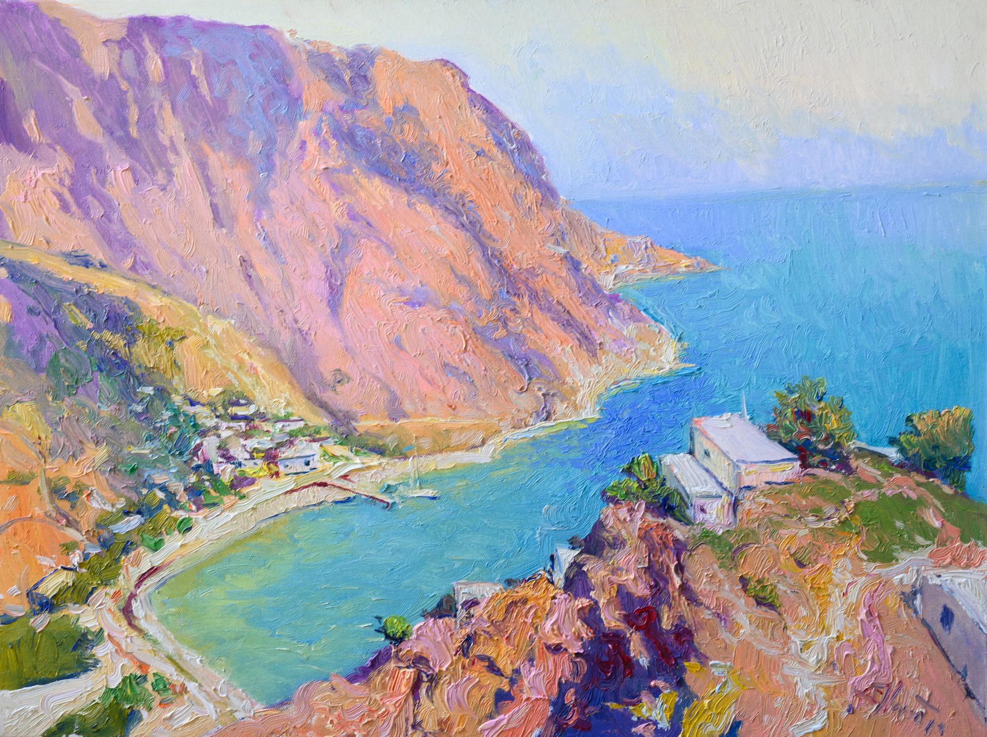 Landscape Painting Suren Nersisyan - Paysage des îles grecques, Matière, Peinture à l'huile
