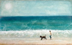 Promenade sur la plage du lac Michigan, peinture originale