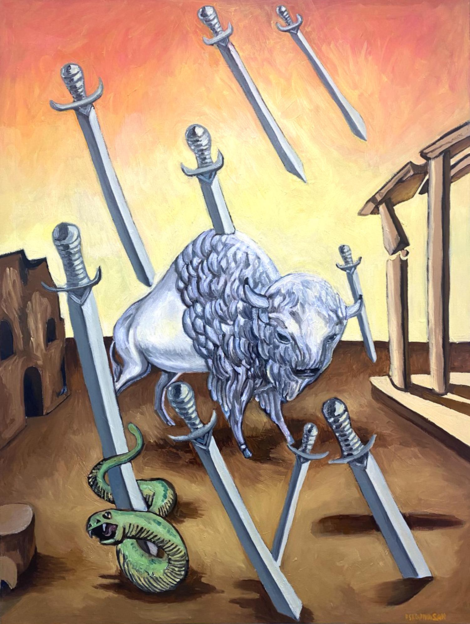 Nine of Swords, Oil Painting - Art by Rachel Srinivasan