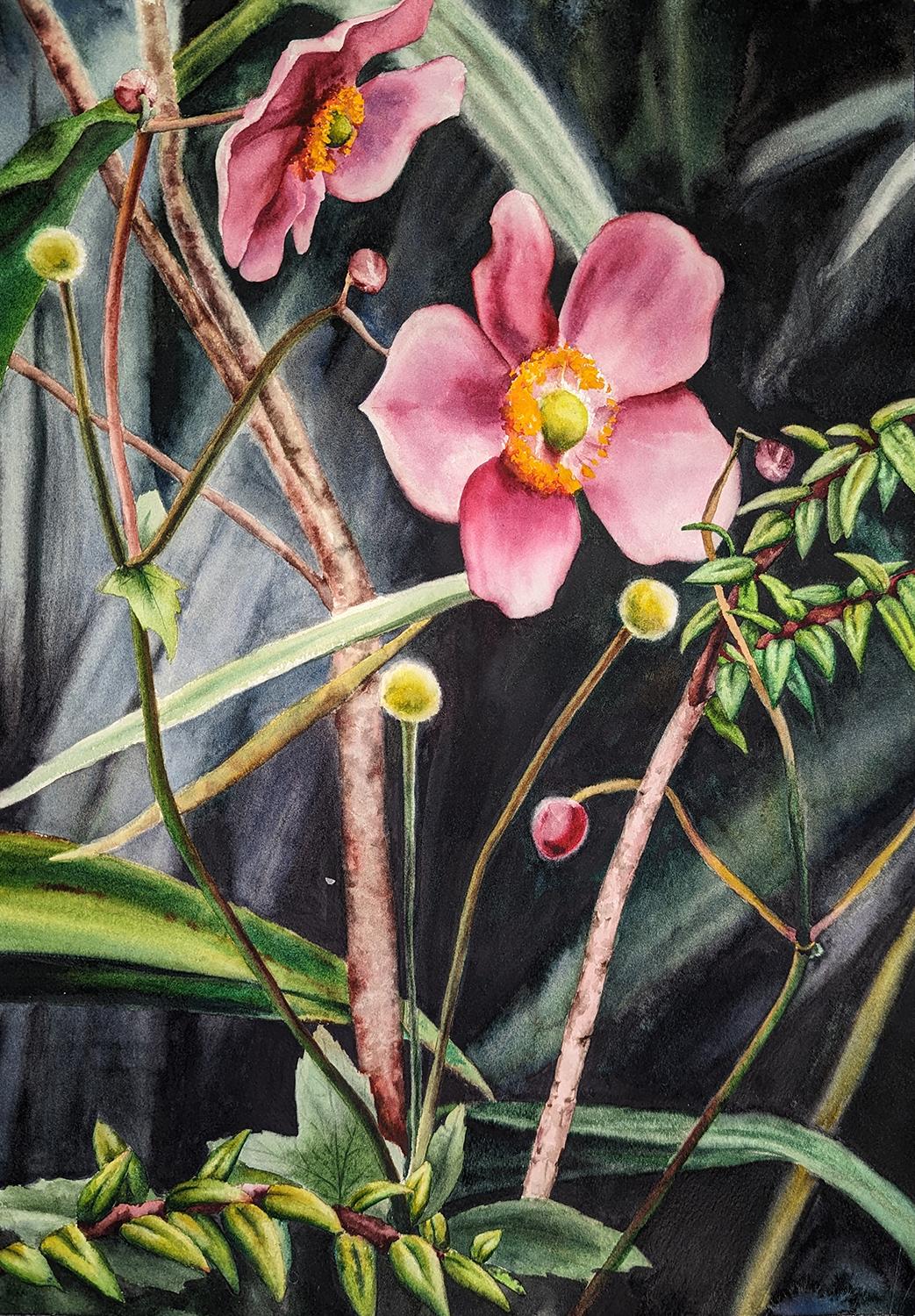 Jinny Tomozy Still-Life – Garden Layers, Original-Gemälde