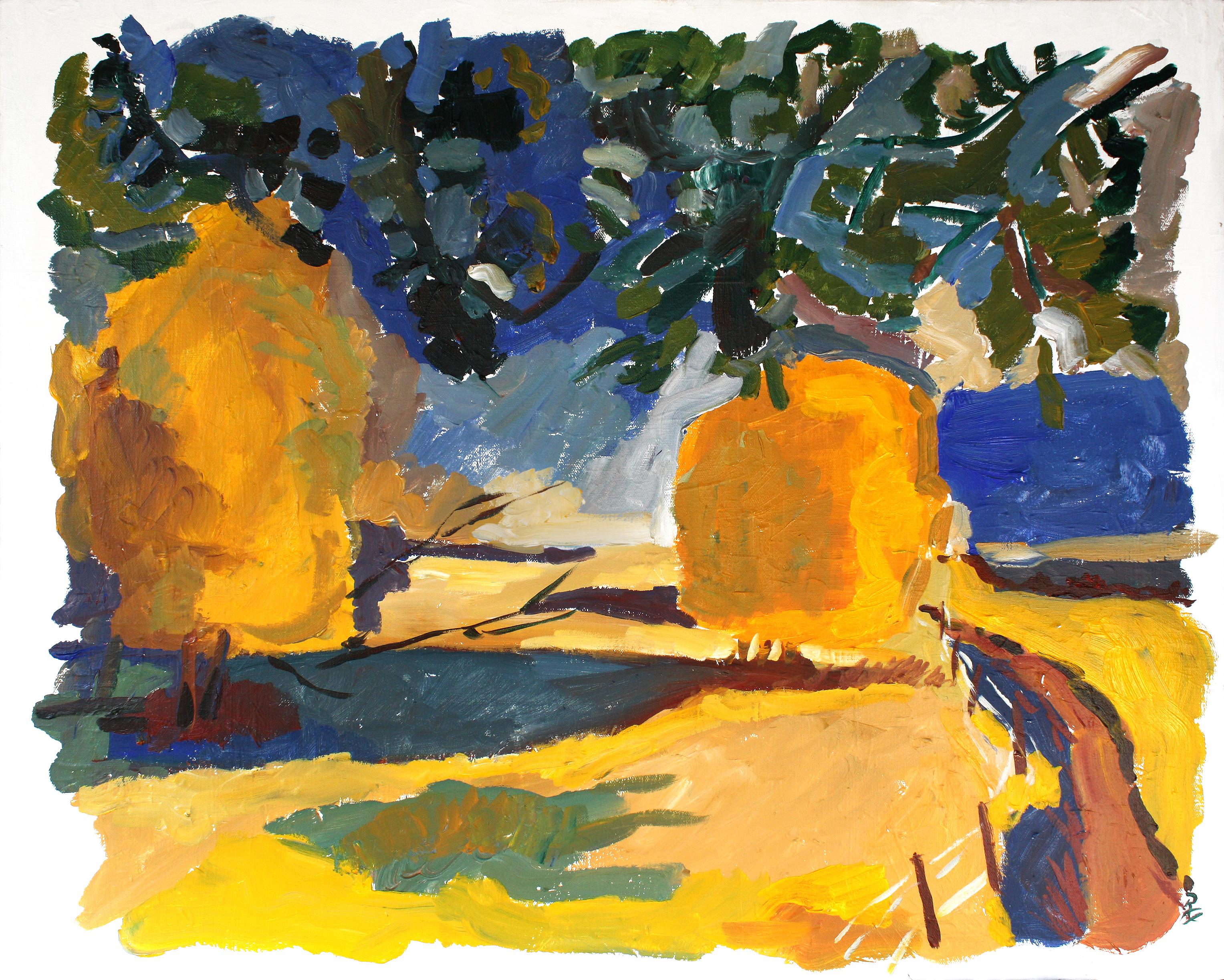 Robert Hofherr Landscape Painting - Study in Blue and Gold, Original Painting