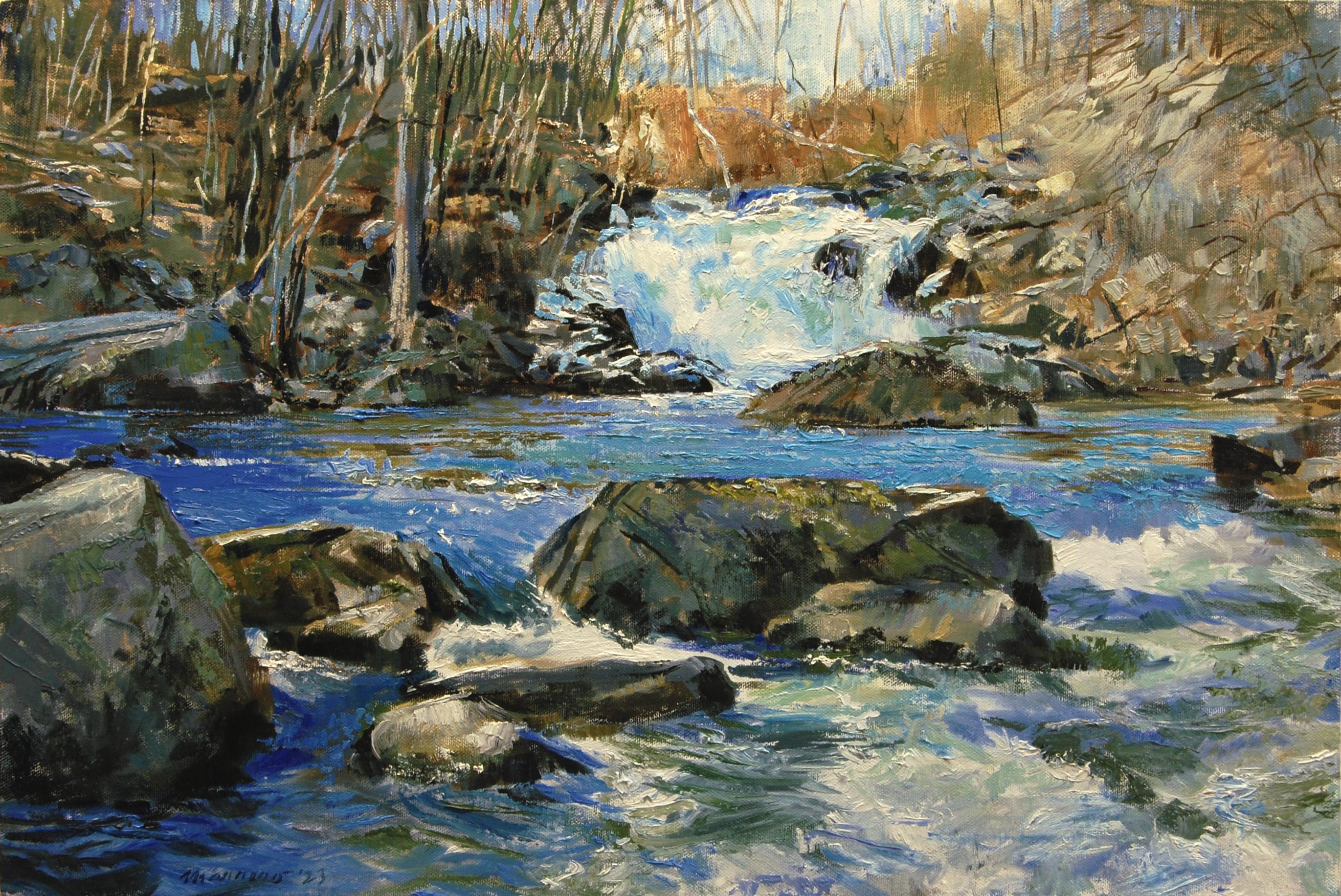 Le cascate di Boonton, pittura a olio
