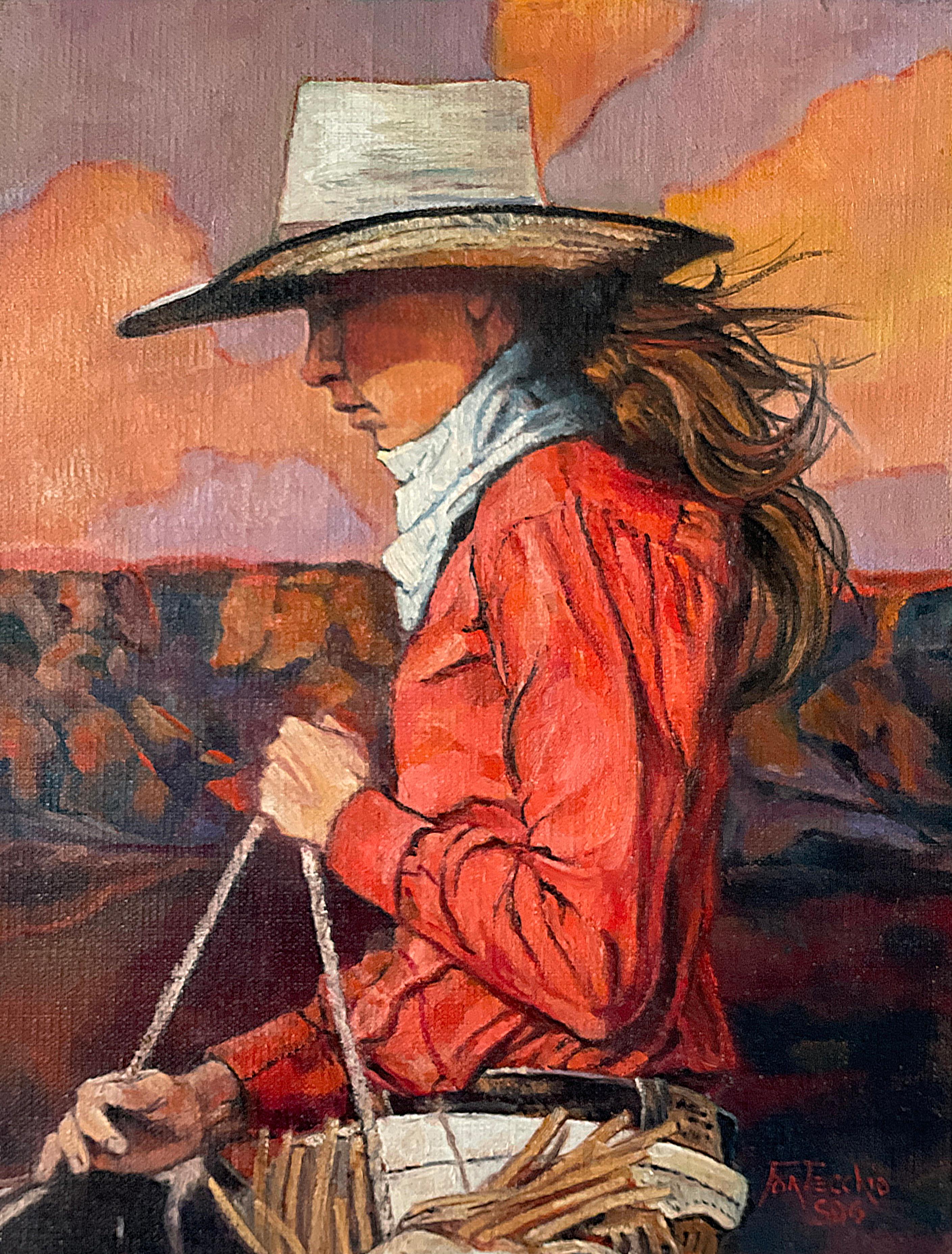 Red Rider, Oil Painting - Art by Jan Fontecchio Perley