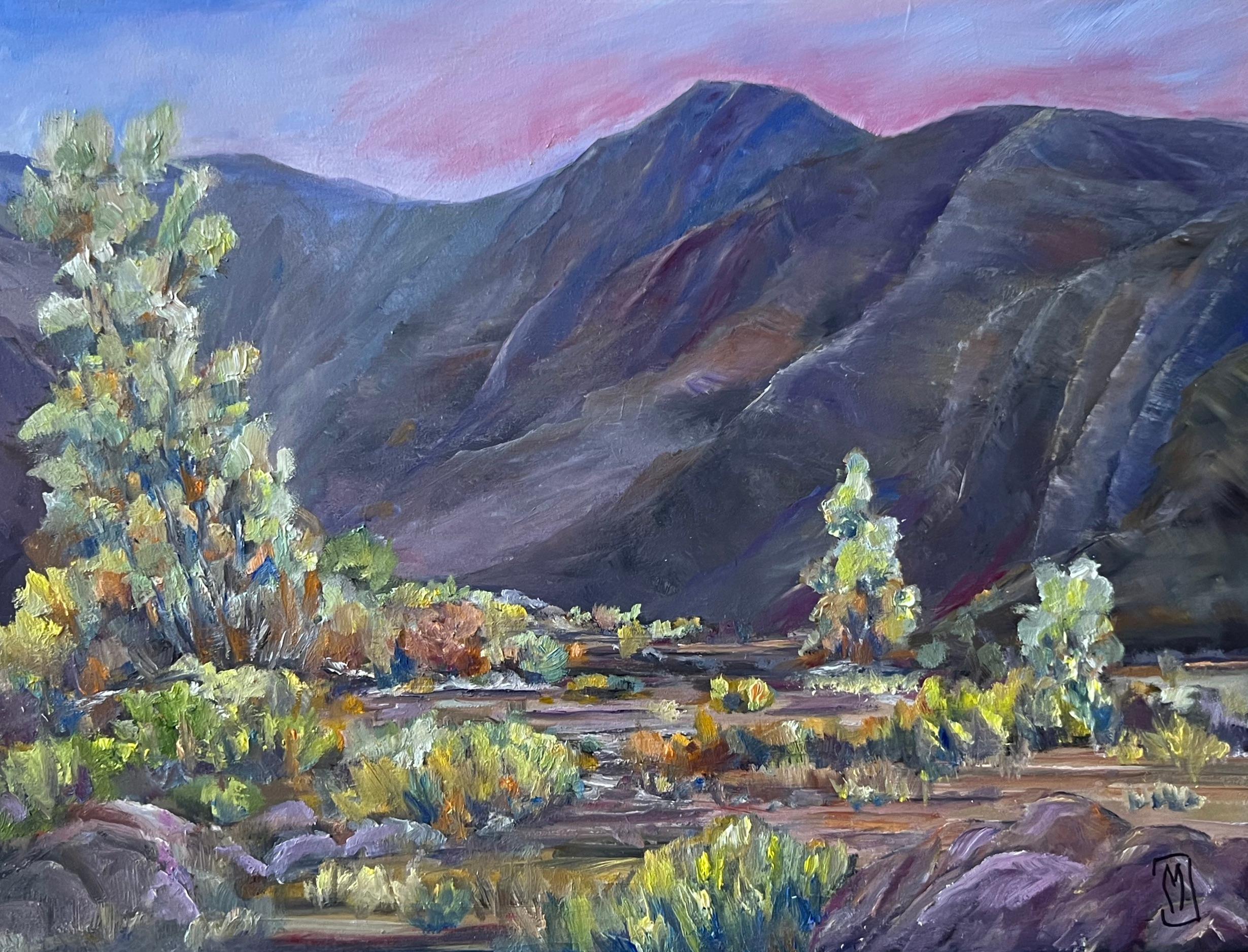 Smoke Trees in Box Canyon, Oil Painting - Art by Marilyn Froggatt