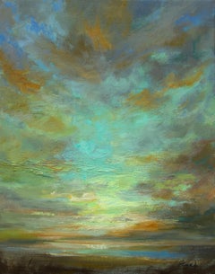 Bureau en cyan, peinture à l'huile