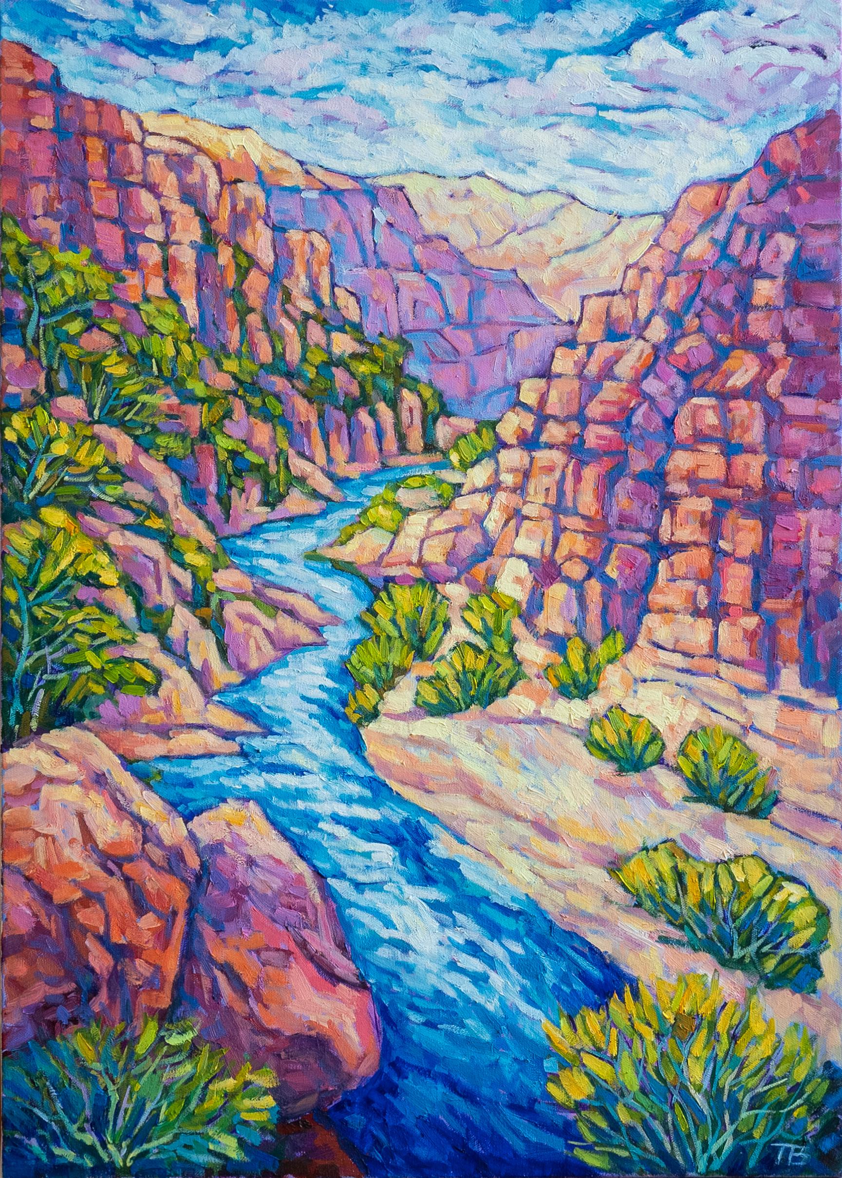 Peinture à l'huile - Scène du Canyon
