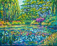 L'étang du Lotus au printemps, peinture à l'huile