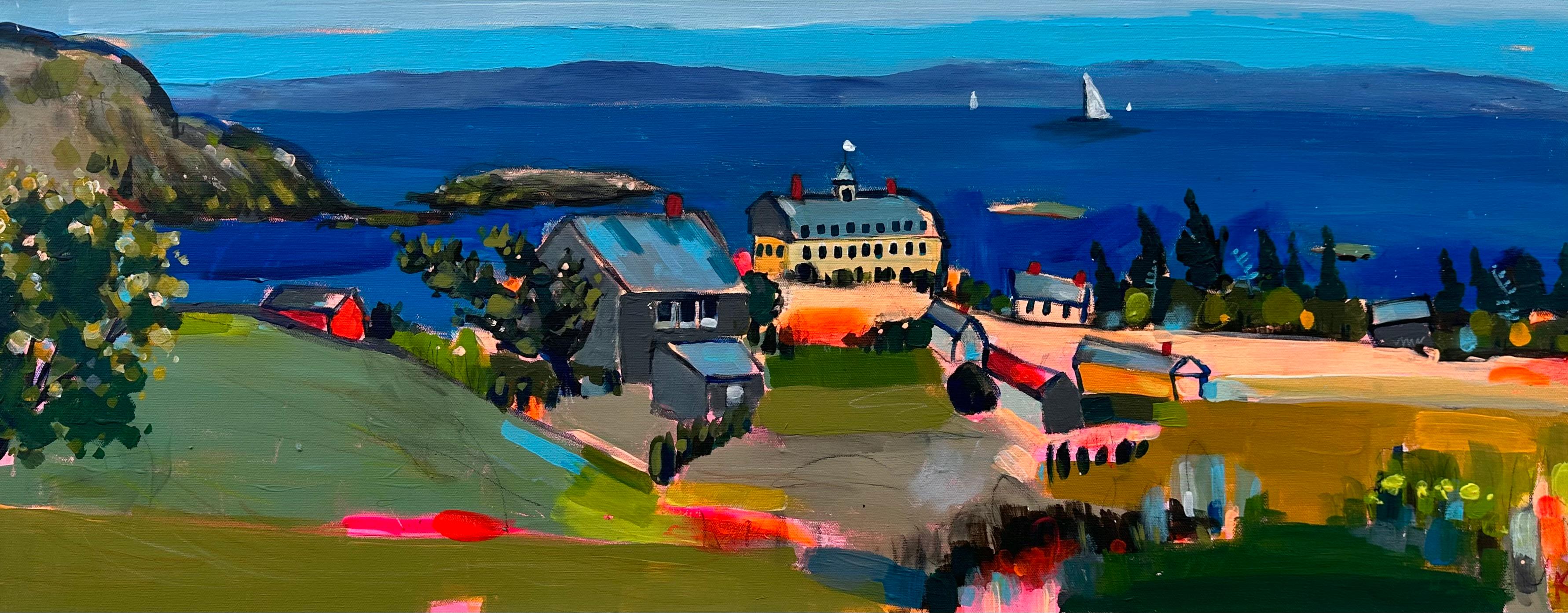 Une journée sur l'île de Monhegan, peinture d'origine - Art de Rebecca Klementovich