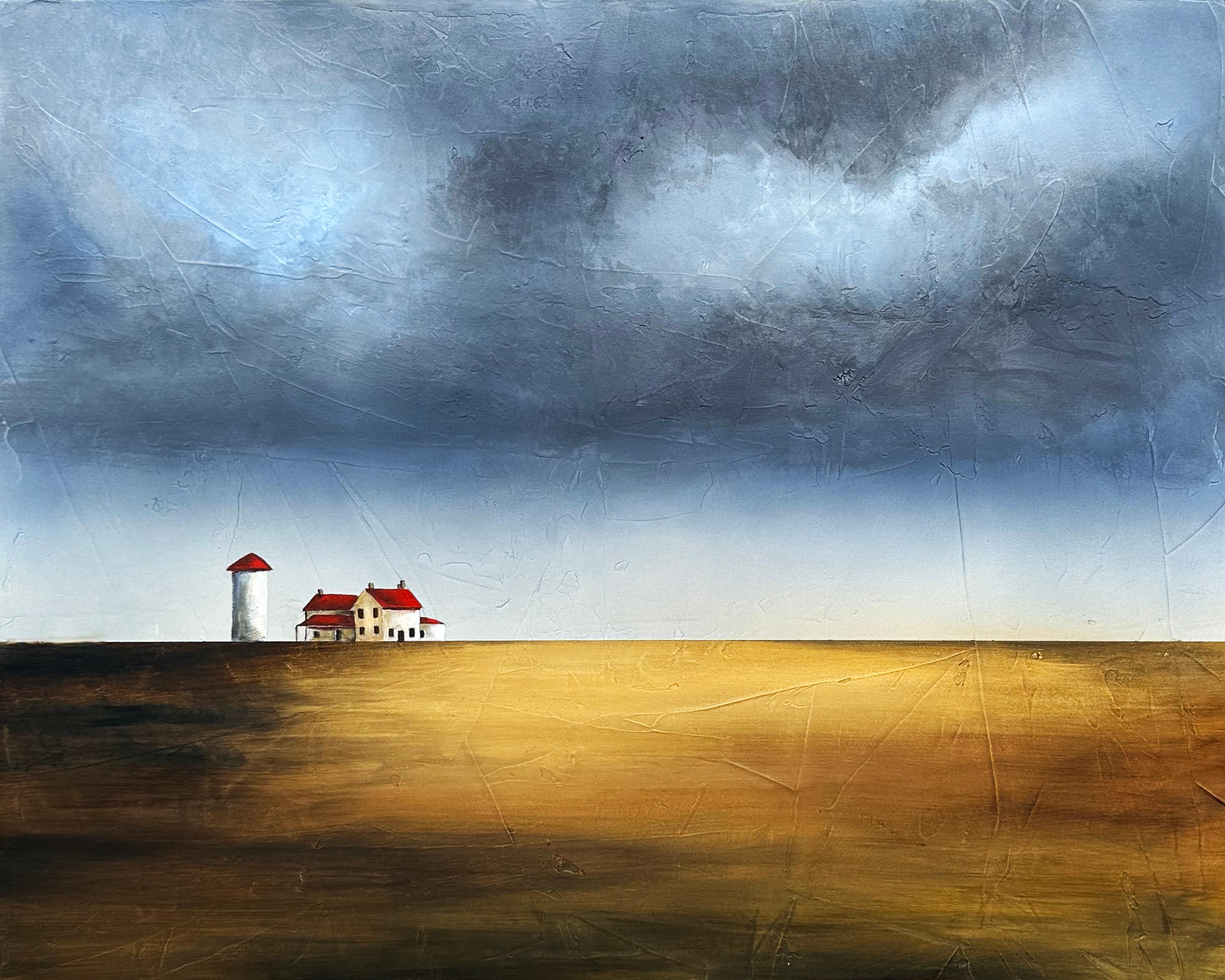 Fernando Garcia Landscape Painting - Storm on the Farm, Original Painting