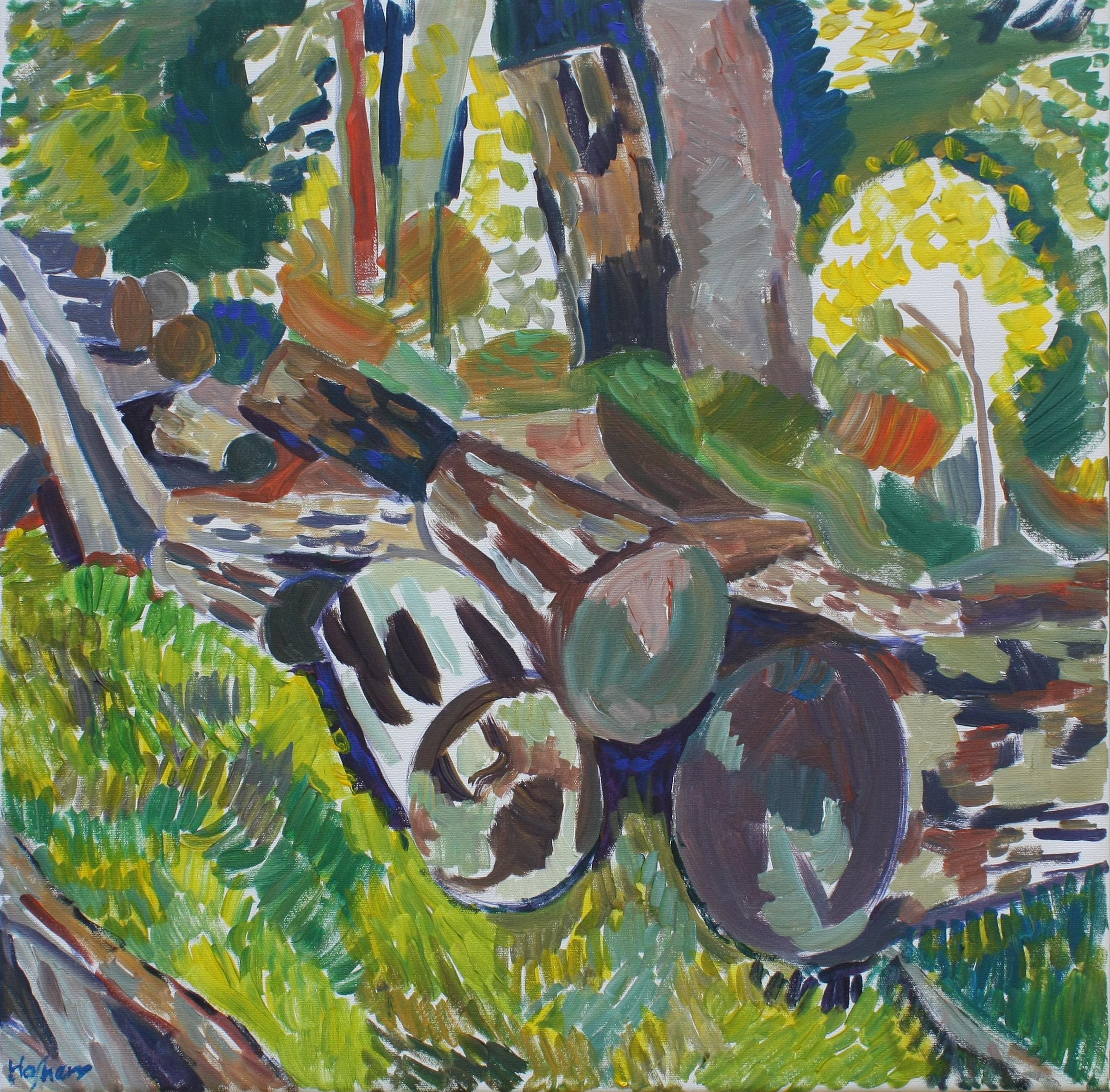 Woodpile, Original Painting - Art by Robert Hofherr